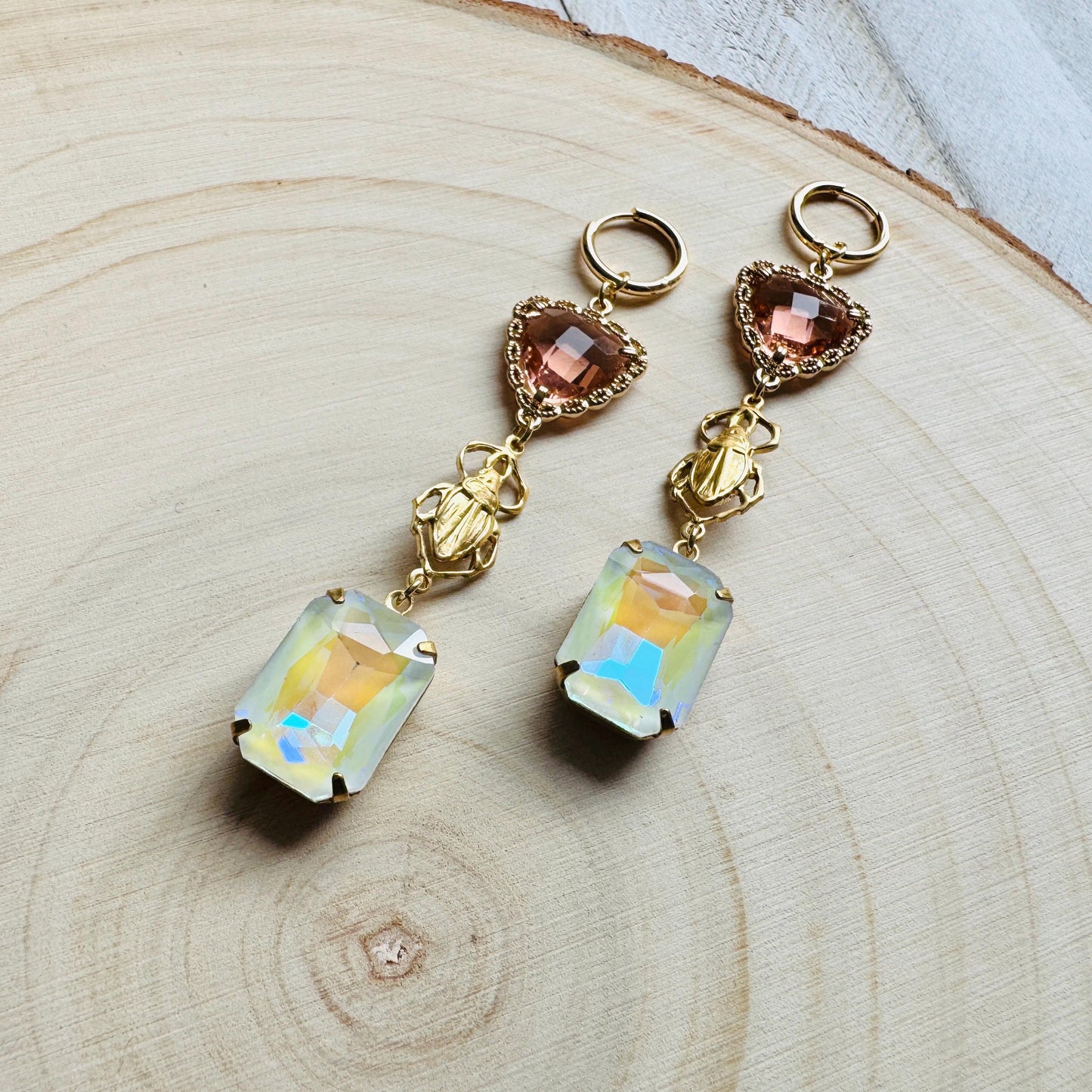 Heart Earrings Gold, Beetle Earrings, Boho Hippie Jewely, Huggie Hoops, Coquette Jewelry, Galentine’s Gift for Friends, Whimsical Gifts