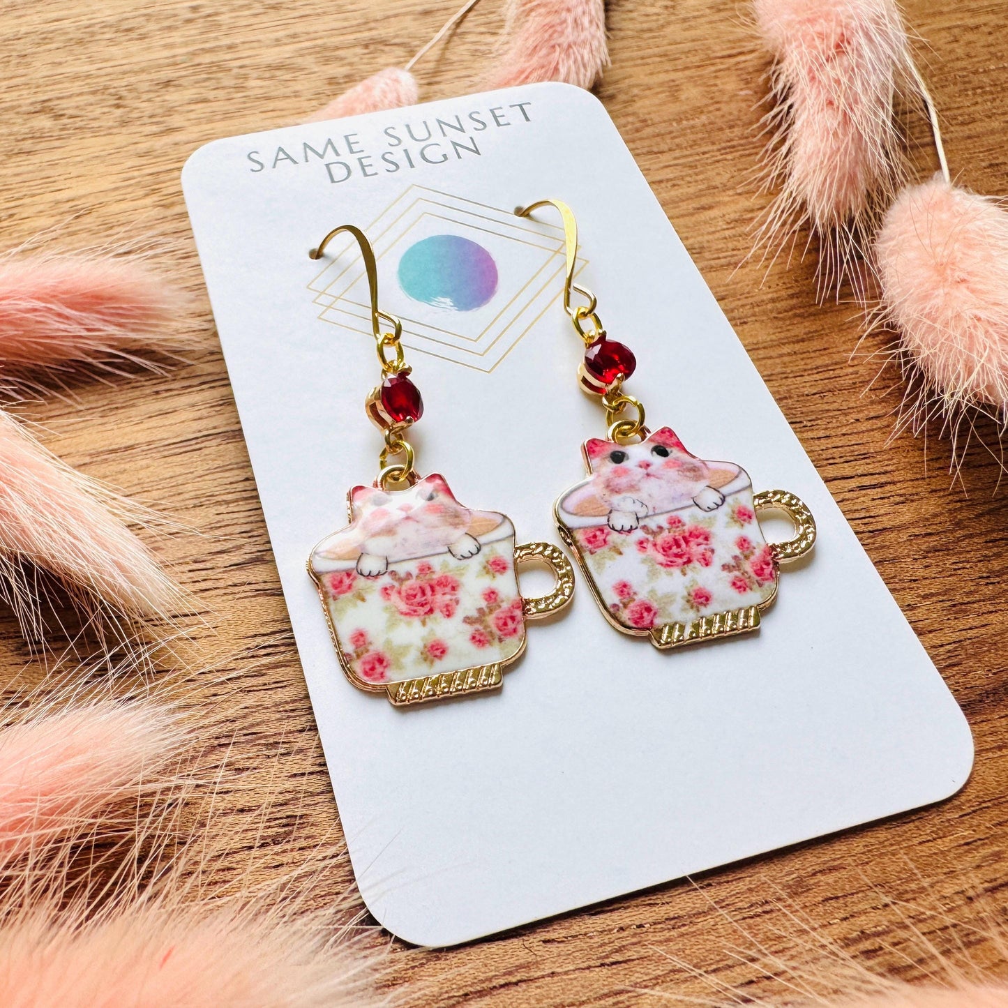 Cat Earrings, Cat Earrings Dangle, Boho Chic Earrings, Cottagecore Jewelry, Valentines Gift for Her Jewelry, Coquette Gifts for Friend