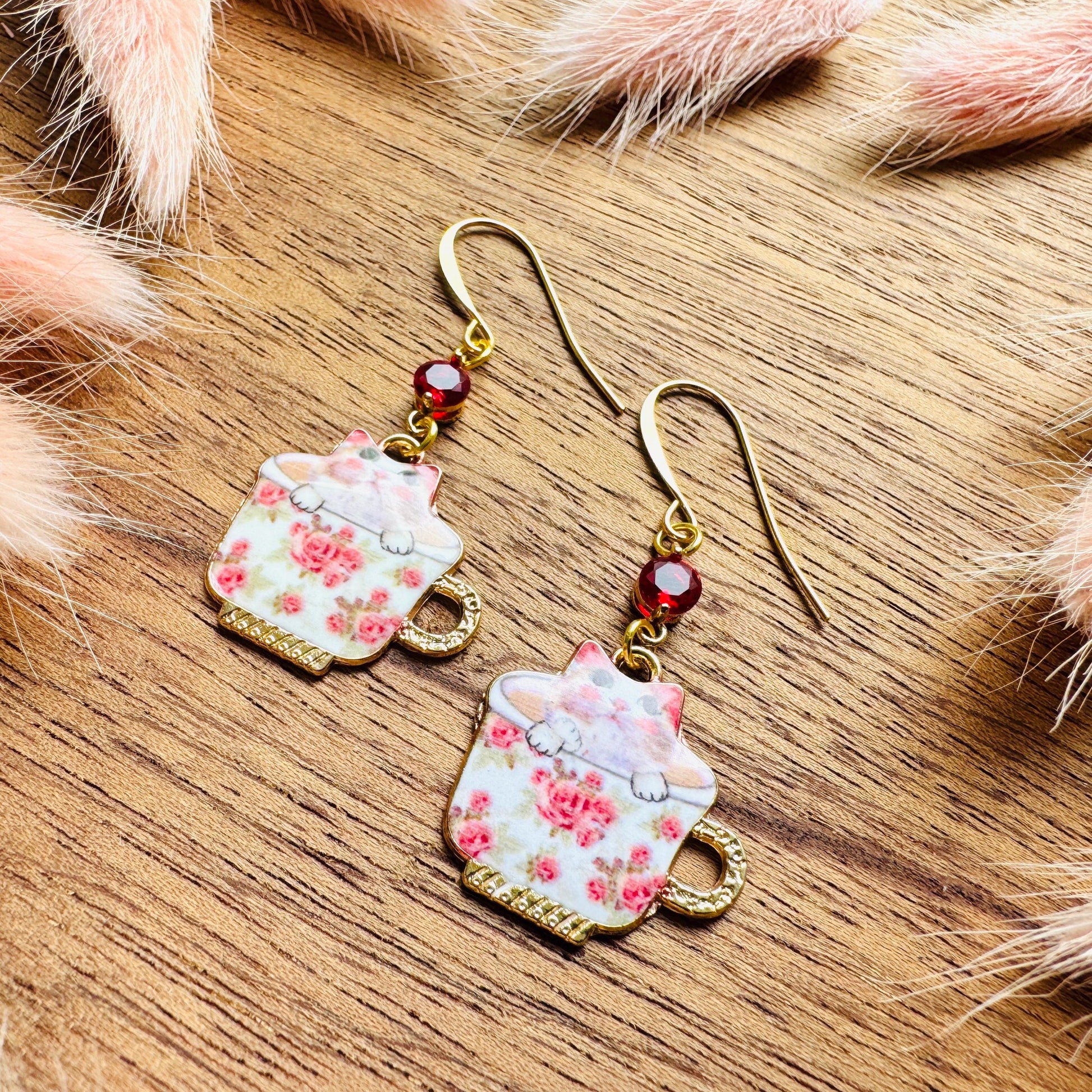 Cat Earrings, Cat Earrings Dangle, Boho Chic Earrings, Cottagecore Jewelry, Valentines Gift for Her Jewelry, Coquette Gifts for Friend