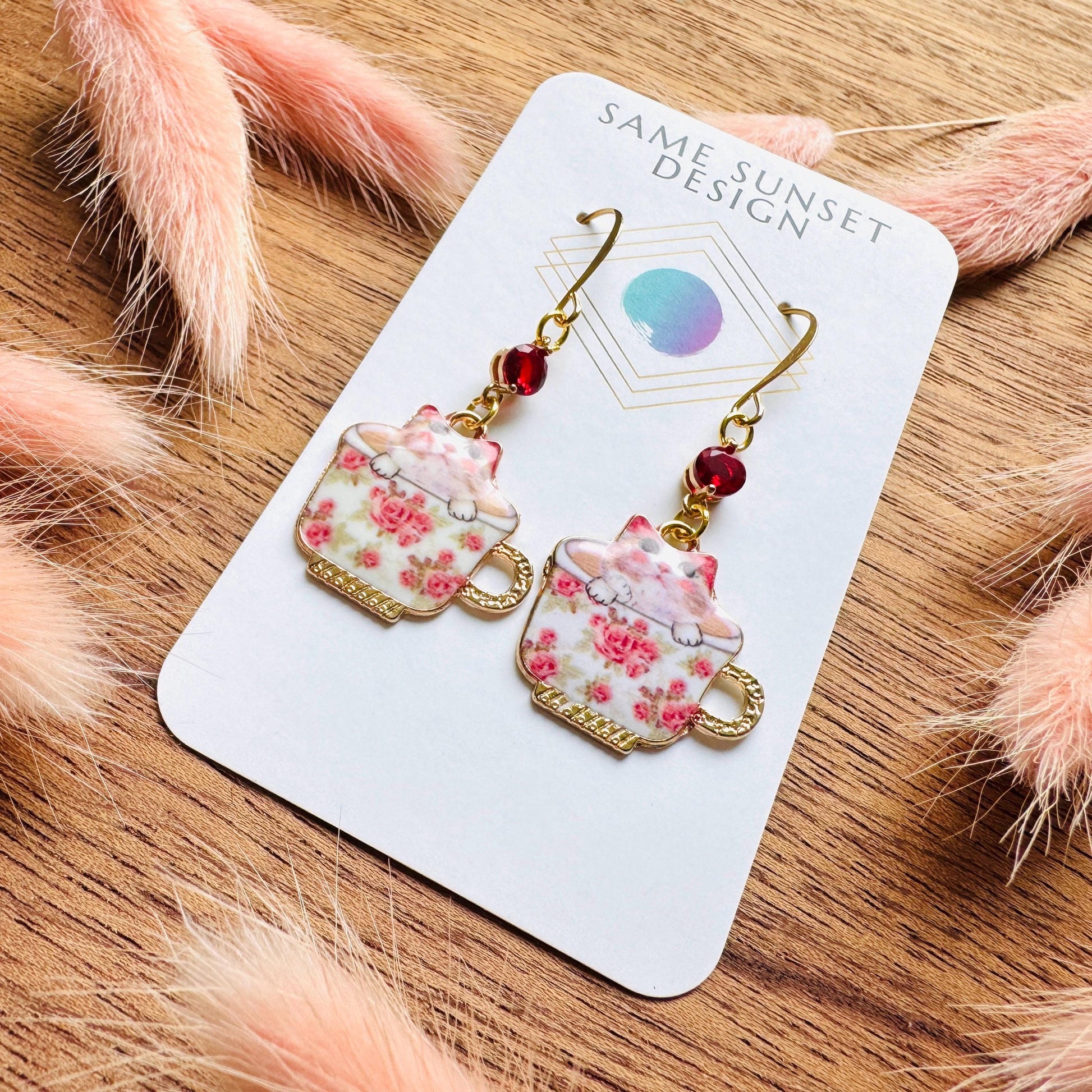 Cat Earrings, Cat Earrings Dangle, Boho Chic Earrings, Cottagecore Jewelry, Valentines Gift for Her Jewelry, Coquette Gifts for Friend