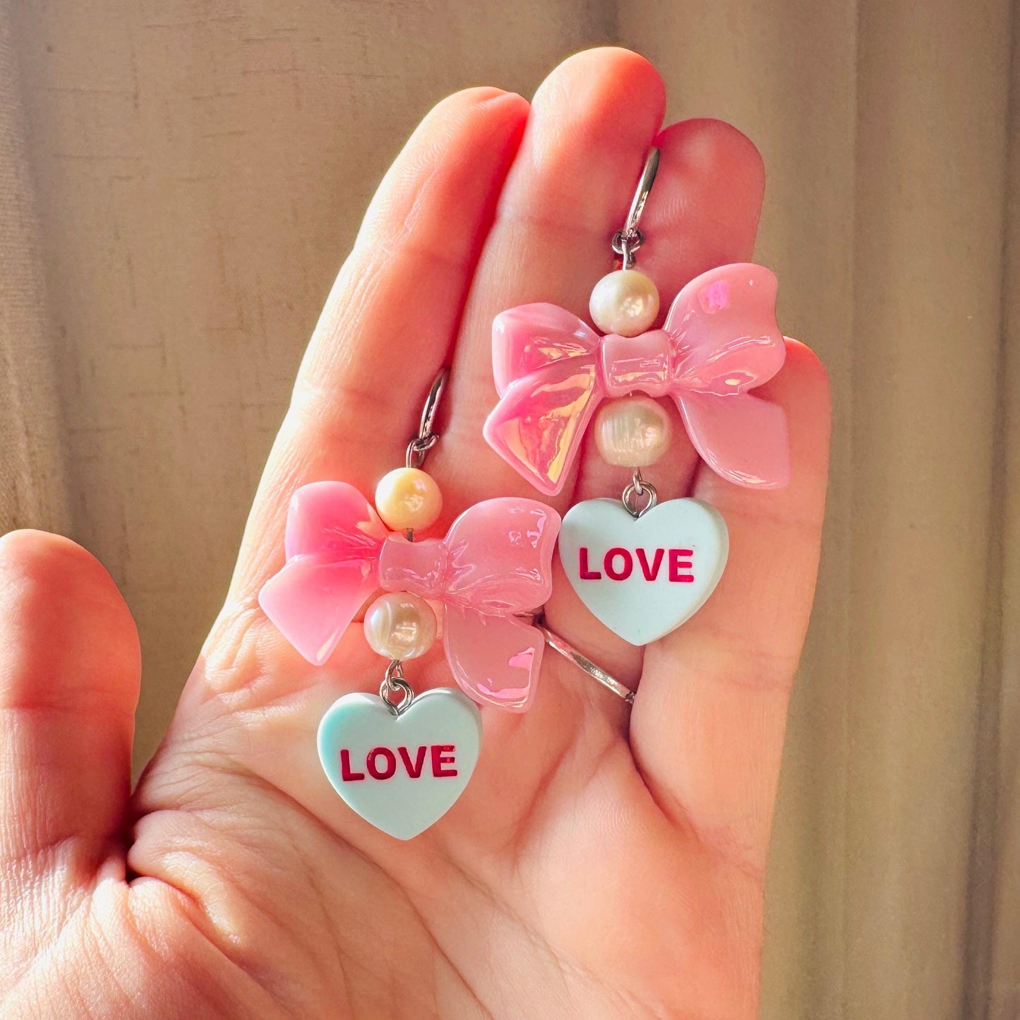 Heart Earrings, Pearl Earrings, Huggie Hoops, Tween Jewelry, Bow Earrings, Best Friend Valentine’s Day Gift, Coquette Gifts for Friend