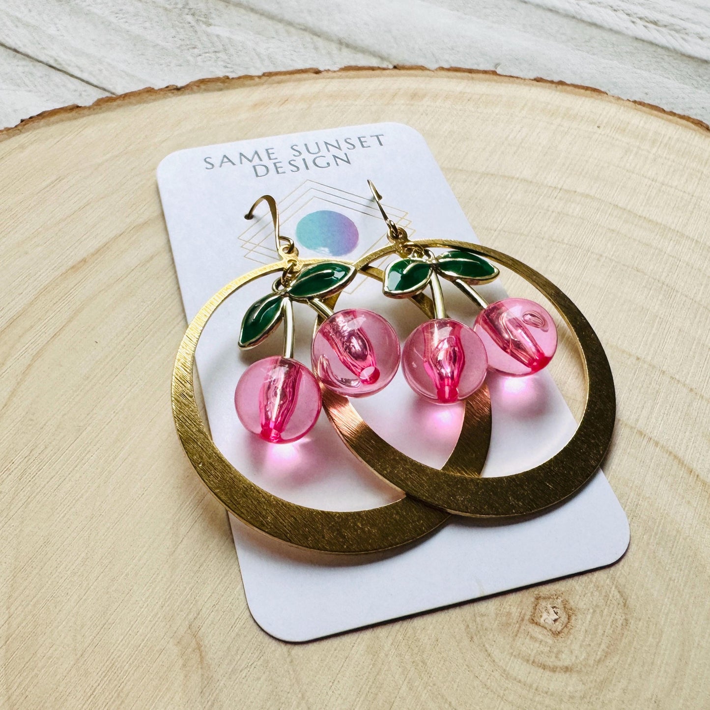 Cherry Earrings, Pink Cherries, Cottagecore Jewelry, 80s Vibes, Fruit Earrings, Coquette Gifts for Friend, Galentine’s Day Earrings