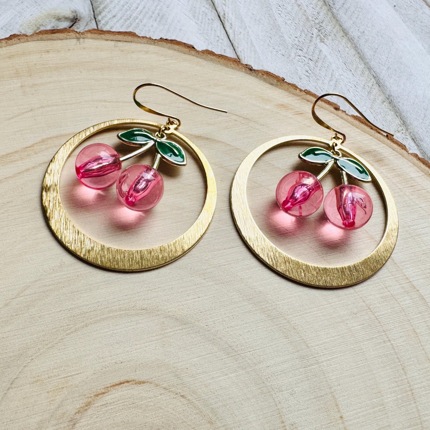 Cherry Earrings, Pink Cherries, Cottagecore Jewelry, 80s Vibes, Fruit Earrings, Coquette Gifts for Friend, Galentine’s Day Earrings