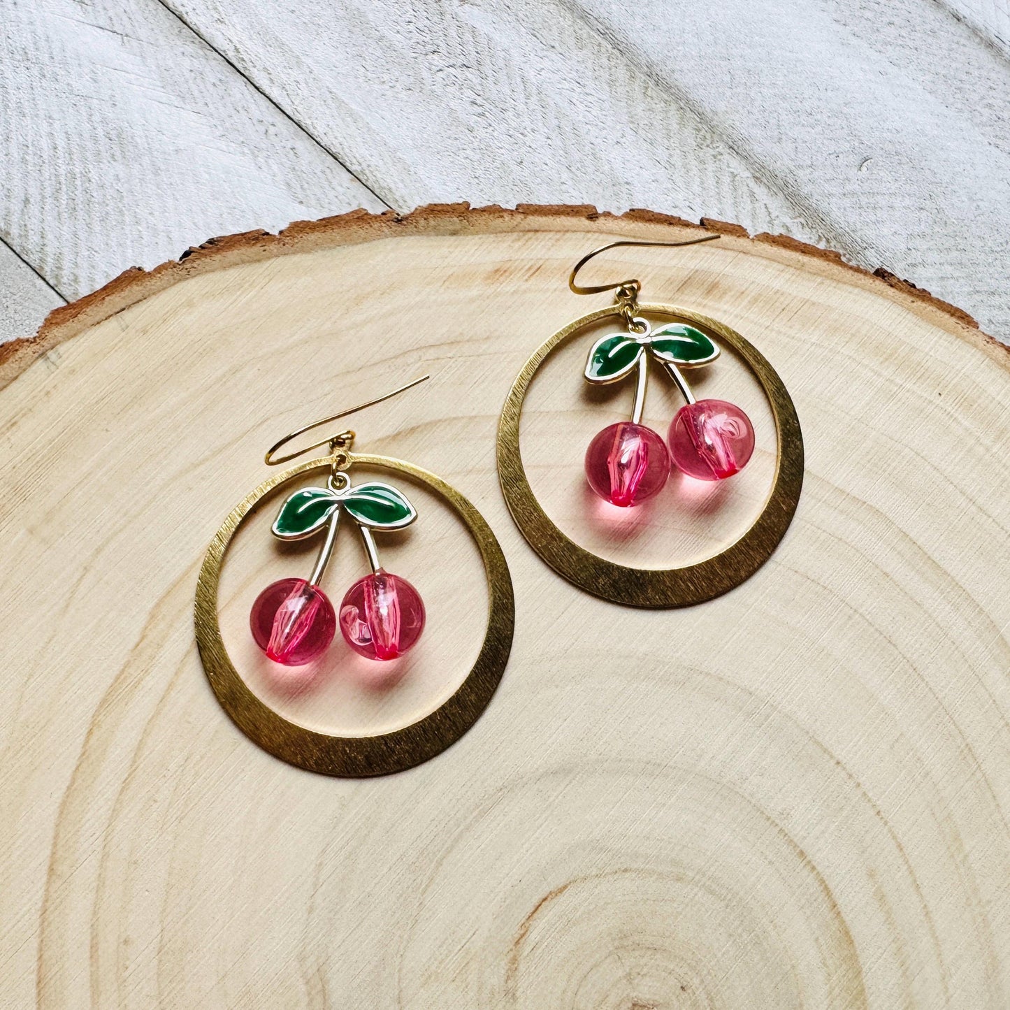 Cherry Earrings, Pink Cherries, Cottagecore Jewelry, 80s Vibes, Fruit Earrings, Coquette Gifts for Friend, Galentine’s Day Earrings