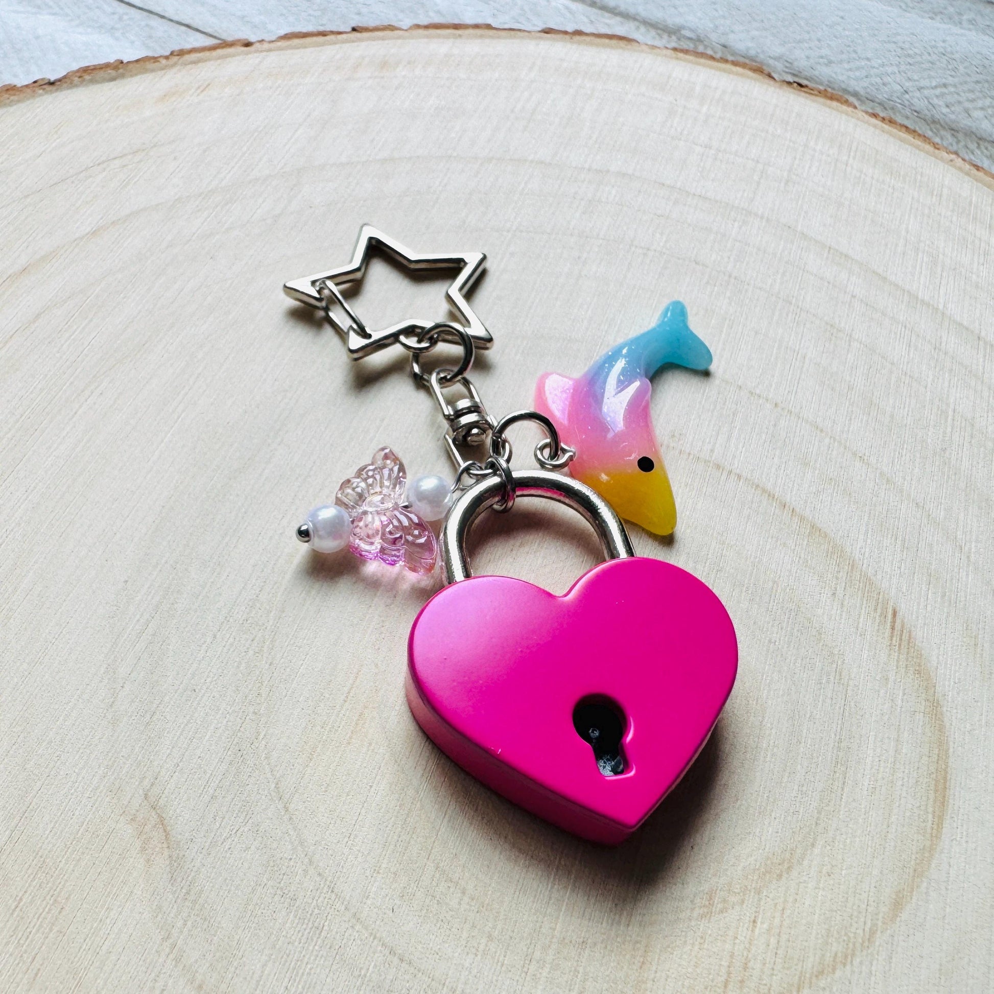 Heart Keychain, Purse Charm, Bag Charm, Star Keychain, Goth Girl Gifts, Backpack Accessories, Coquette Gifts for Girls, Valentines Gift