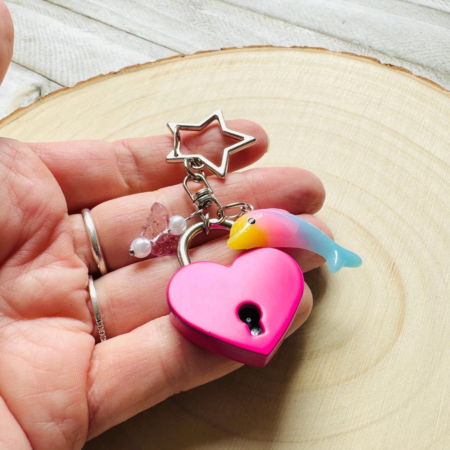 Heart Keychain, Purse Charm, Bag Charm, Star Keychain, Goth Girl Gifts, Backpack Accessories, Coquette Gifts for Girls, Valentines Gift