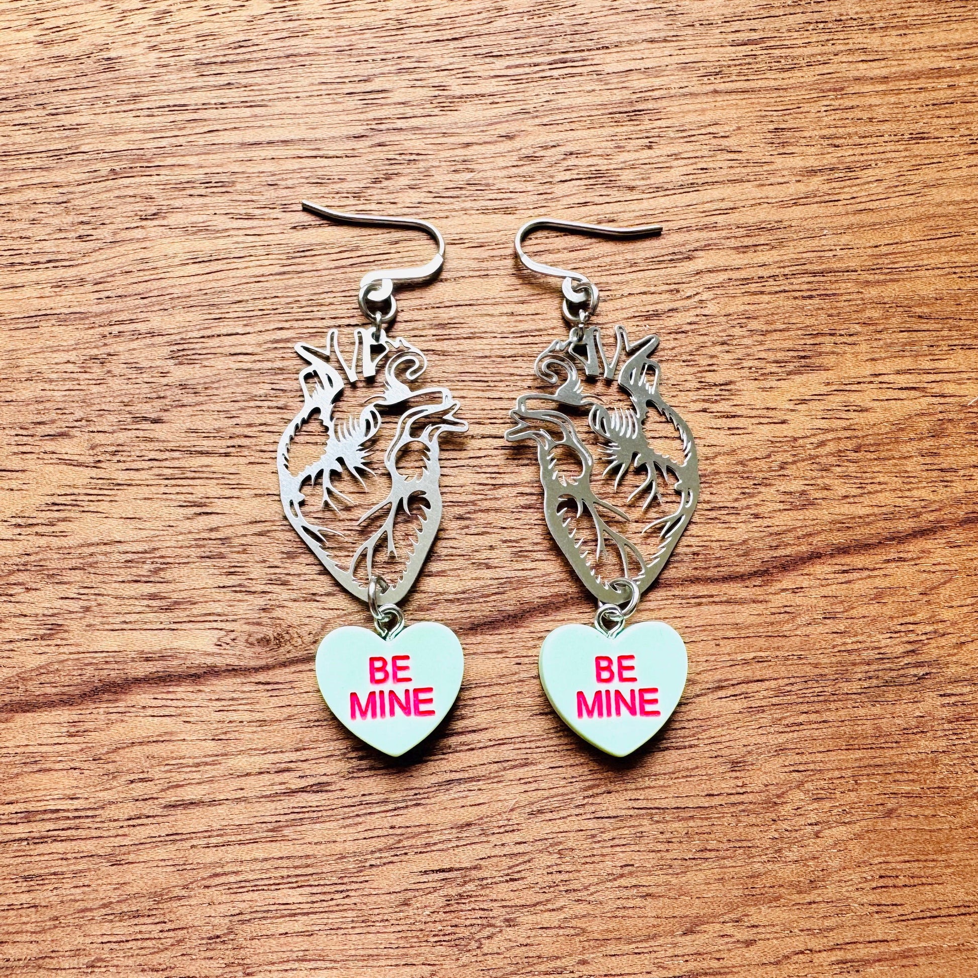 Anatomical Heart Earrings, Heart Earrings, Galentines Day Earrings, Industrial Jewelry, Gothic Earrings Men, Valentines Gift For Her Jewelry