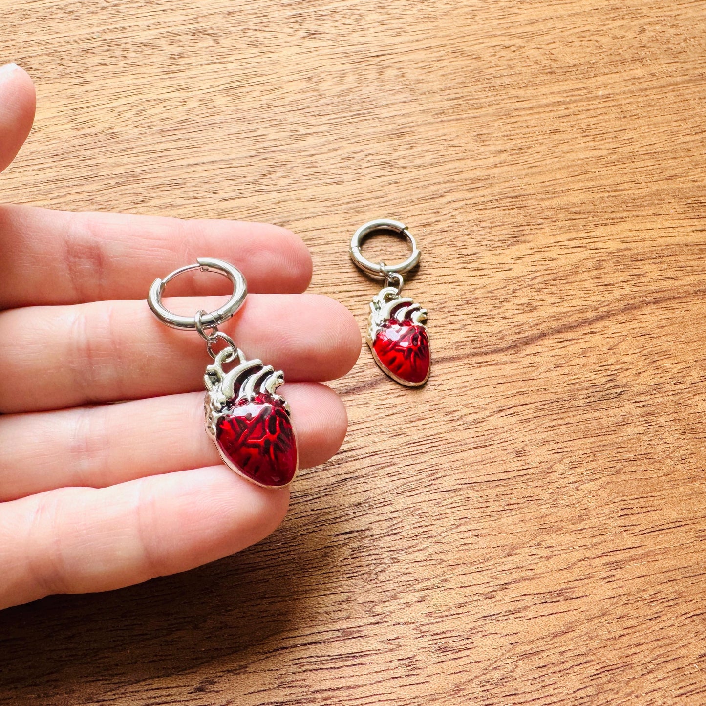 Anatomical Heart Earrings, Huggie Hoops, Galentines Day Earrings, Industrial Jewelry, Gothic Earrings Men, Valentines Gift For Her Jewelry
