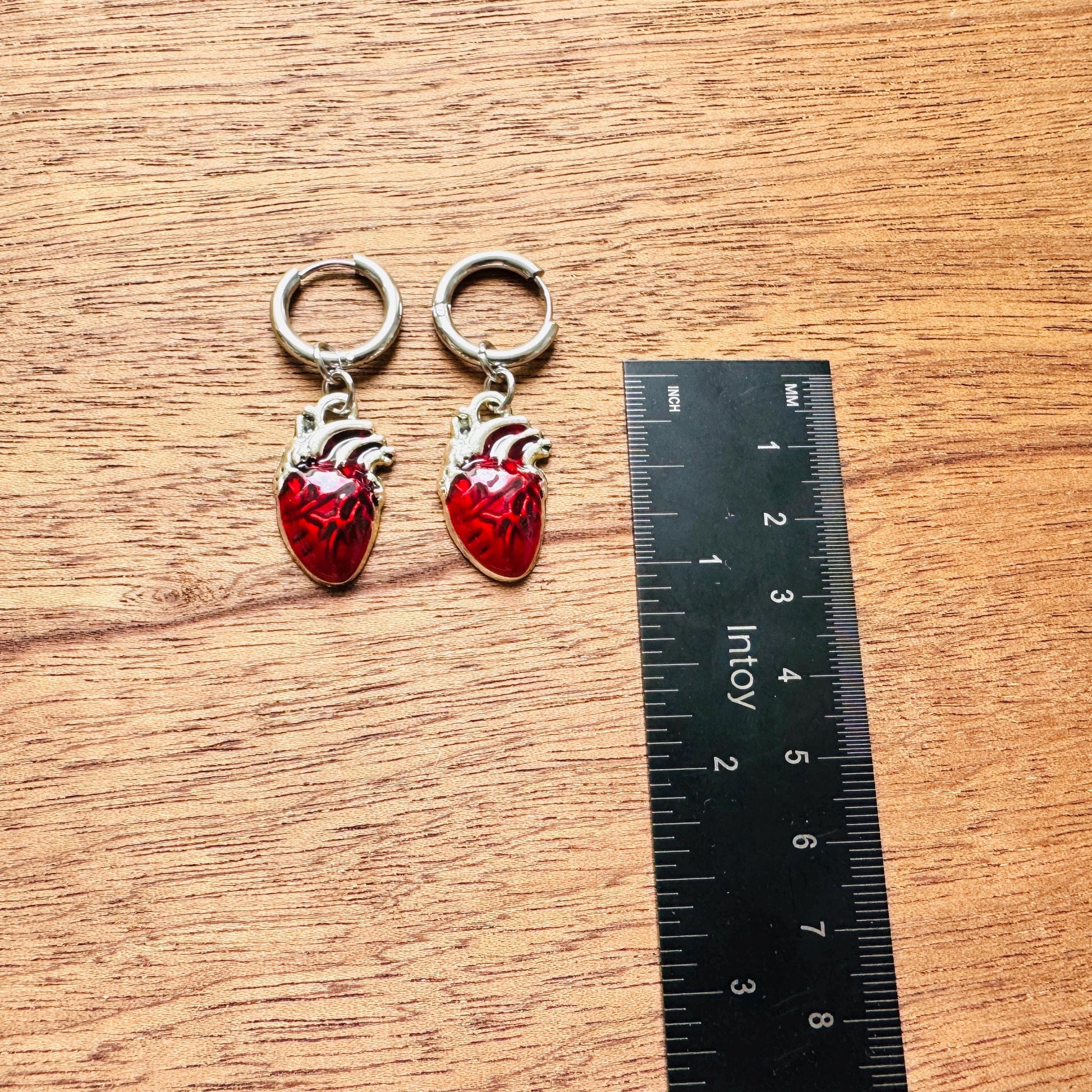 Anatomical Heart Earrings, Huggie Hoops, Galentines Day Earrings, Industrial Jewelry, Gothic Earrings Men, Valentines Gift For Her Jewelry