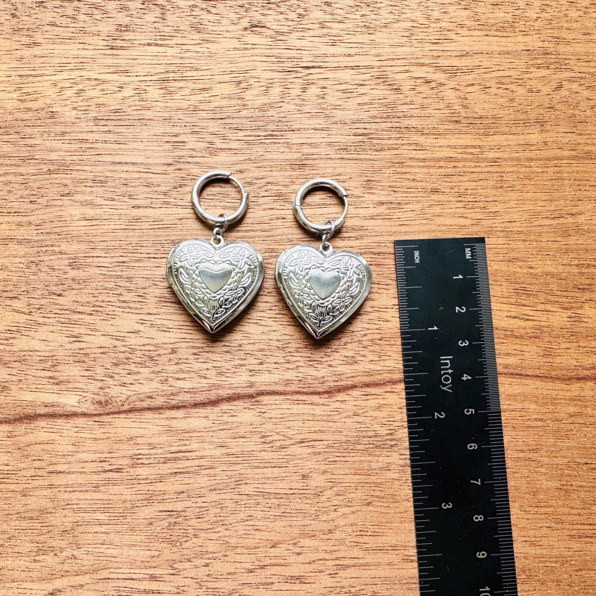 Heart Locket Earrings, Heart Earrings, Goth Earrings, Galentines Day Earrings, Valentines Gift For Her Jewelry, Anniversary Gift for Wife