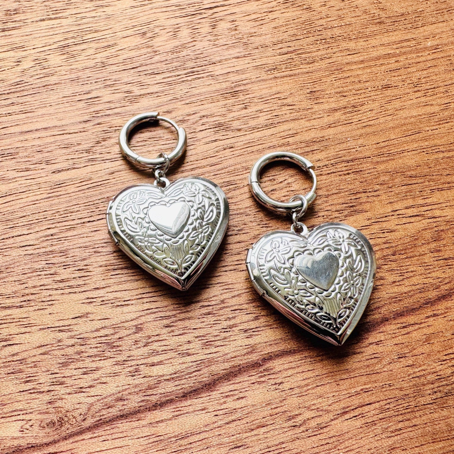 Heart Locket Earrings, Heart Earrings, Goth Earrings, Galentines Day Earrings, Valentines Gift For Her Jewelry, Anniversary Gift for Wife