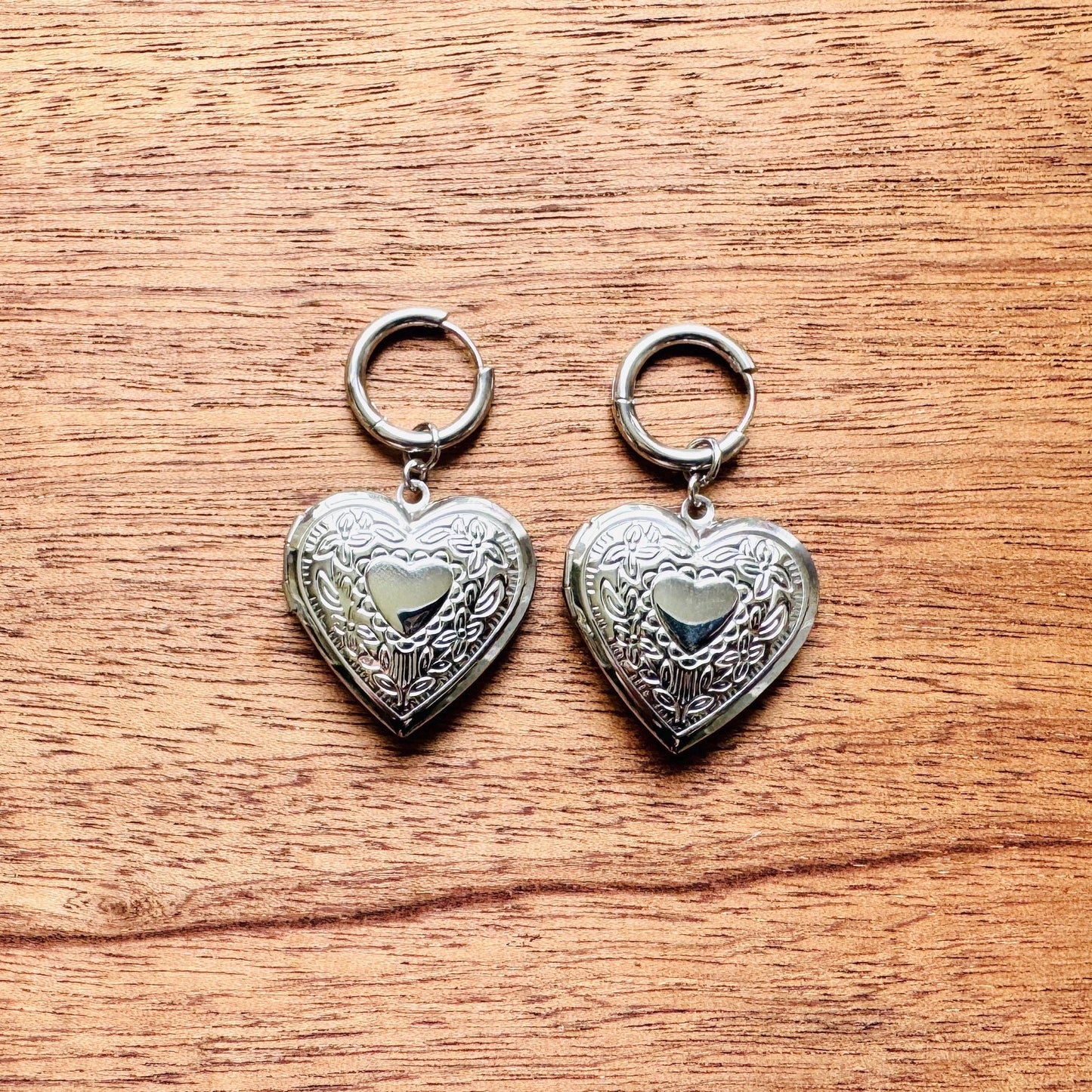 Heart Locket Earrings, Heart Earrings, Goth Earrings, Galentines Day Earrings, Valentines Gift For Her Jewelry, Anniversary Gift for Wife