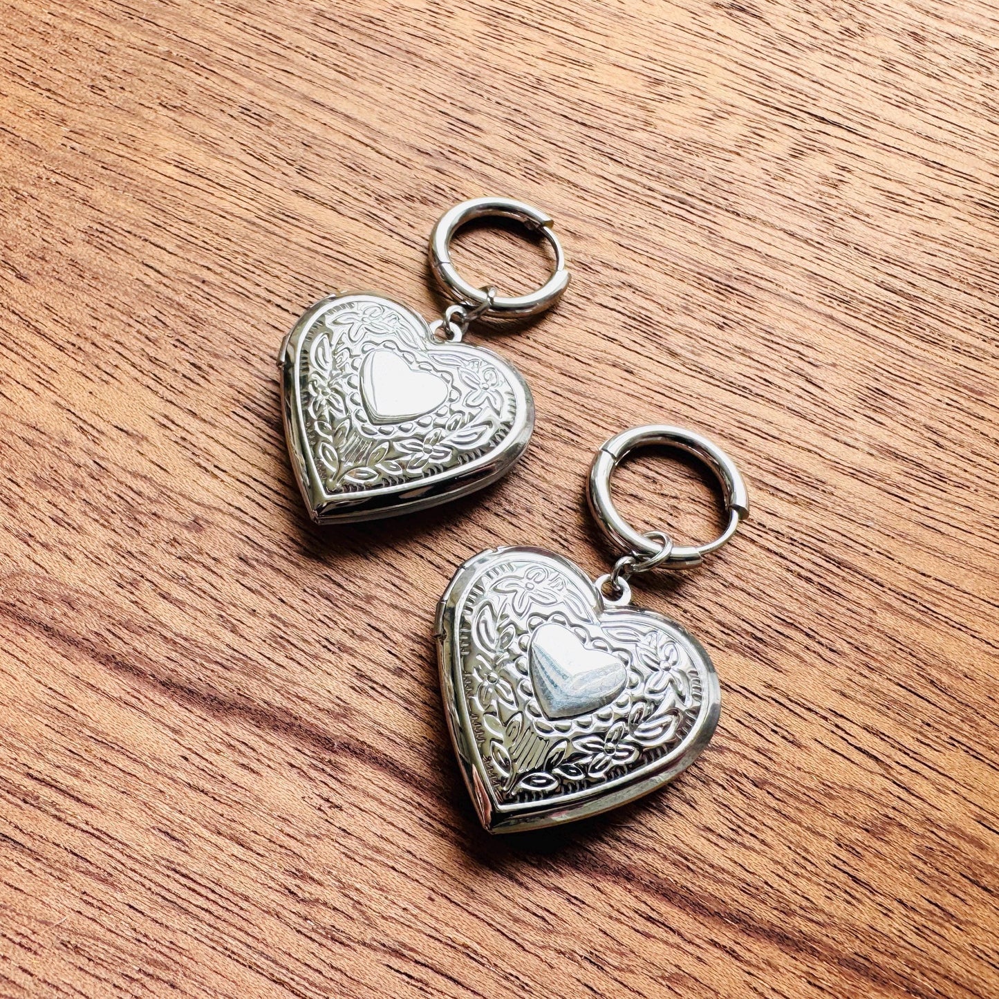 Heart Locket Earrings, Heart Earrings, Goth Earrings, Galentines Day Earrings, Valentines Gift For Her Jewelry, Anniversary Gift for Wife