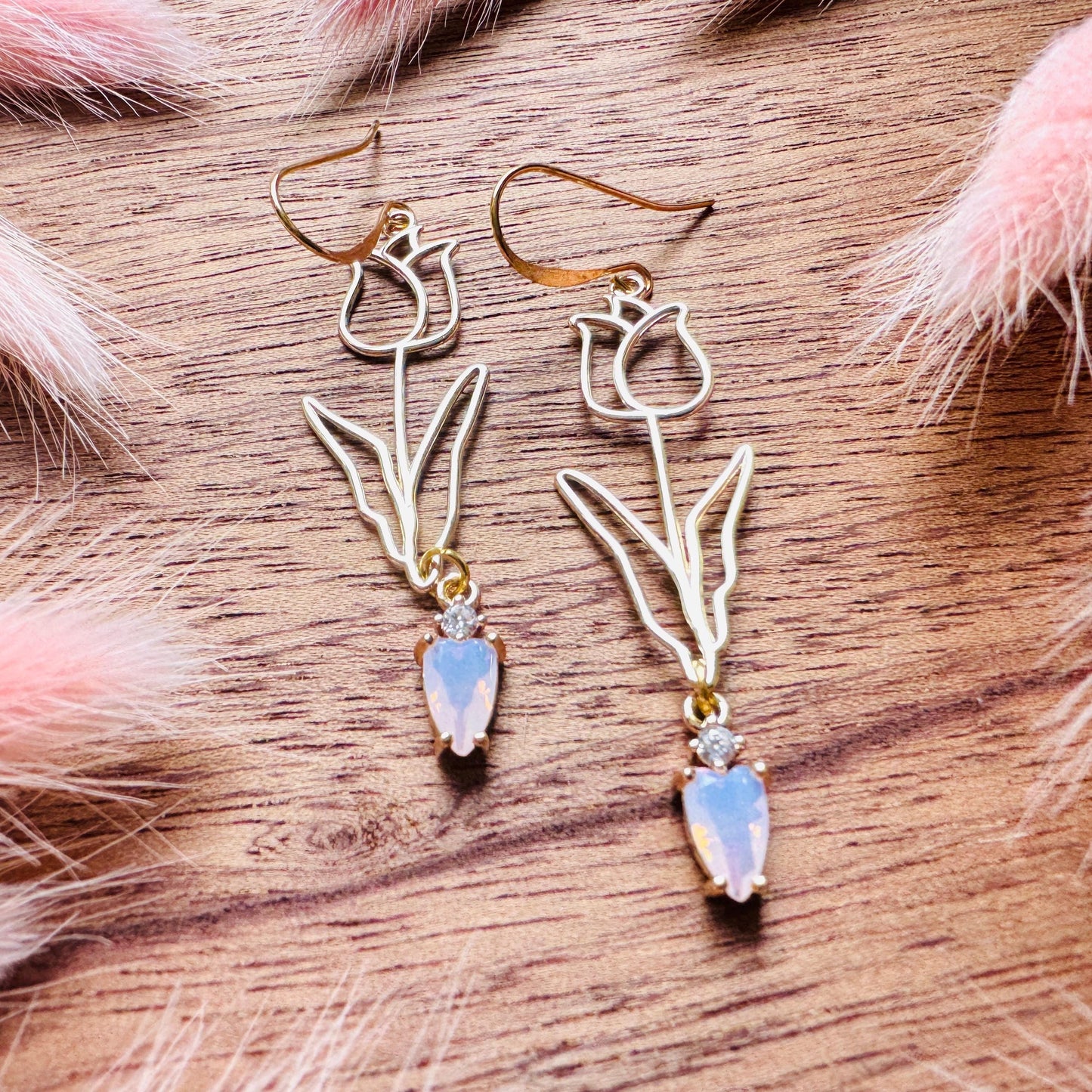 Flower Earrings, Tulip Earrings, Botanical Earrings, Cottagecore Jewelry, Anniversary Gift for Girlfriend, Valentines Gift for Her Jewelry