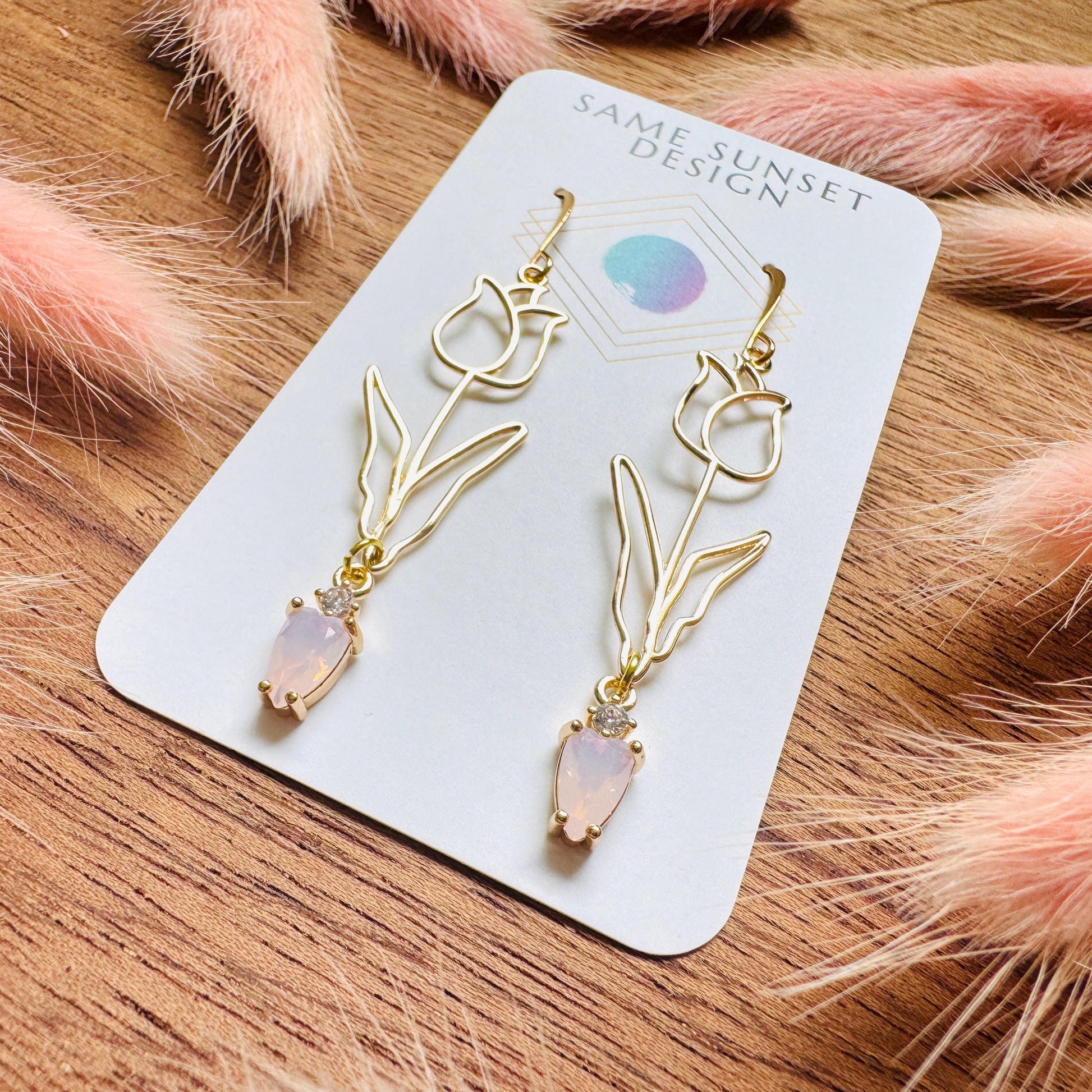 Flower Earrings, Tulip Earrings, Botanical Earrings, Cottagecore Jewelry, Anniversary Gift for Girlfriend, Valentines Gift for Her Jewelry