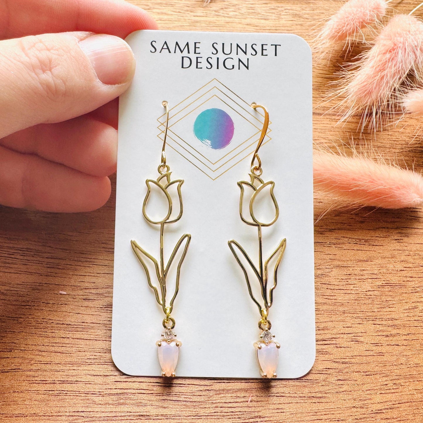 Flower Earrings, Tulip Earrings, Botanical Earrings, Cottagecore Jewelry, Anniversary Gift for Girlfriend, Valentines Gift for Her Jewelry