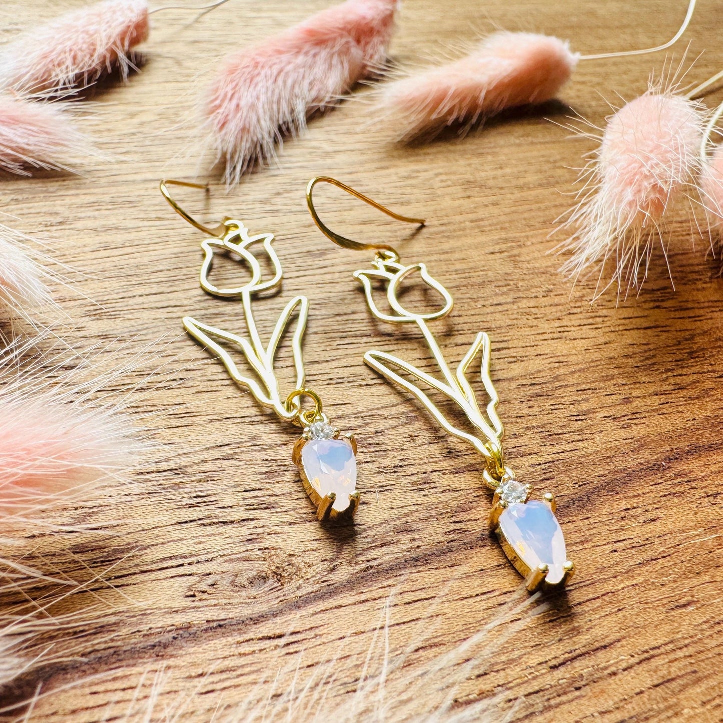 Flower Earrings, Tulip Earrings, Botanical Earrings, Cottagecore Jewelry, Anniversary Gift for Girlfriend, Valentines Gift for Her Jewelry
