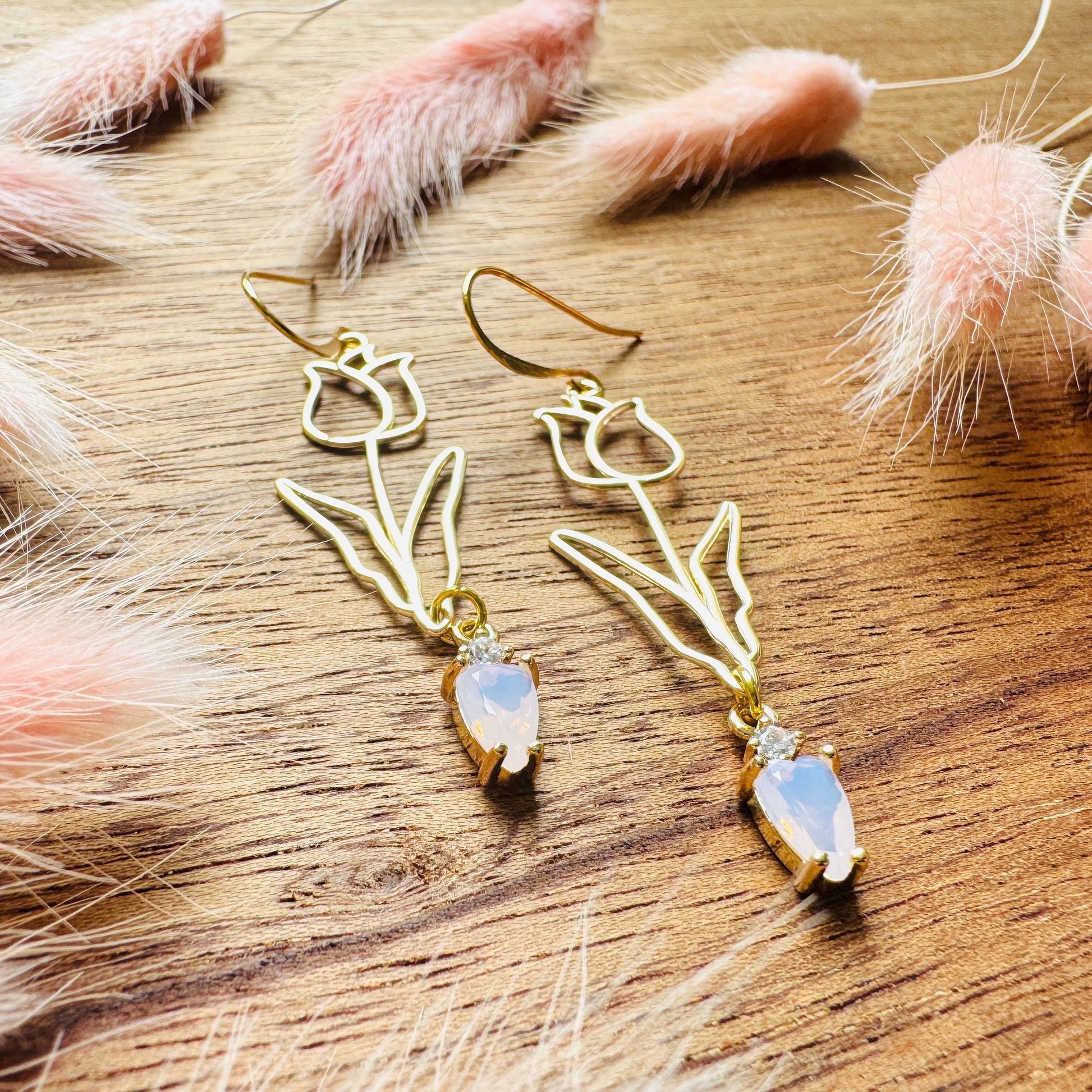 Flower Earrings, Tulip Earrings, Botanical Earrings, Cottagecore Jewelry, Anniversary Gift for Girlfriend, Valentines Gift for Her Jewelry