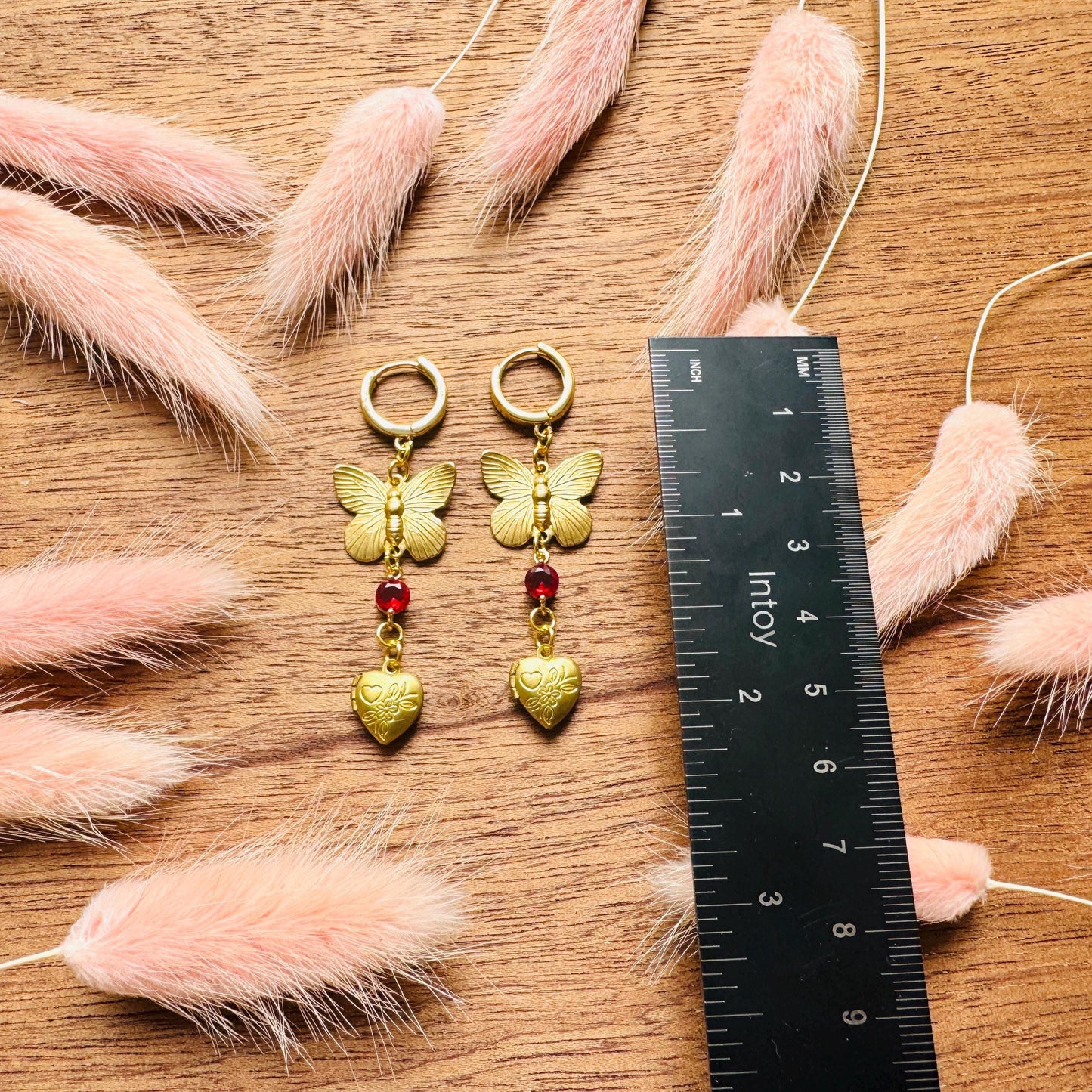 Heart Earrings Gold, Butterfly Earrings, Locket Earrings, Boho Hippie Jewelry, Boho Chic Earrings, Huggie Hoops, Galentines Gift for Friends
