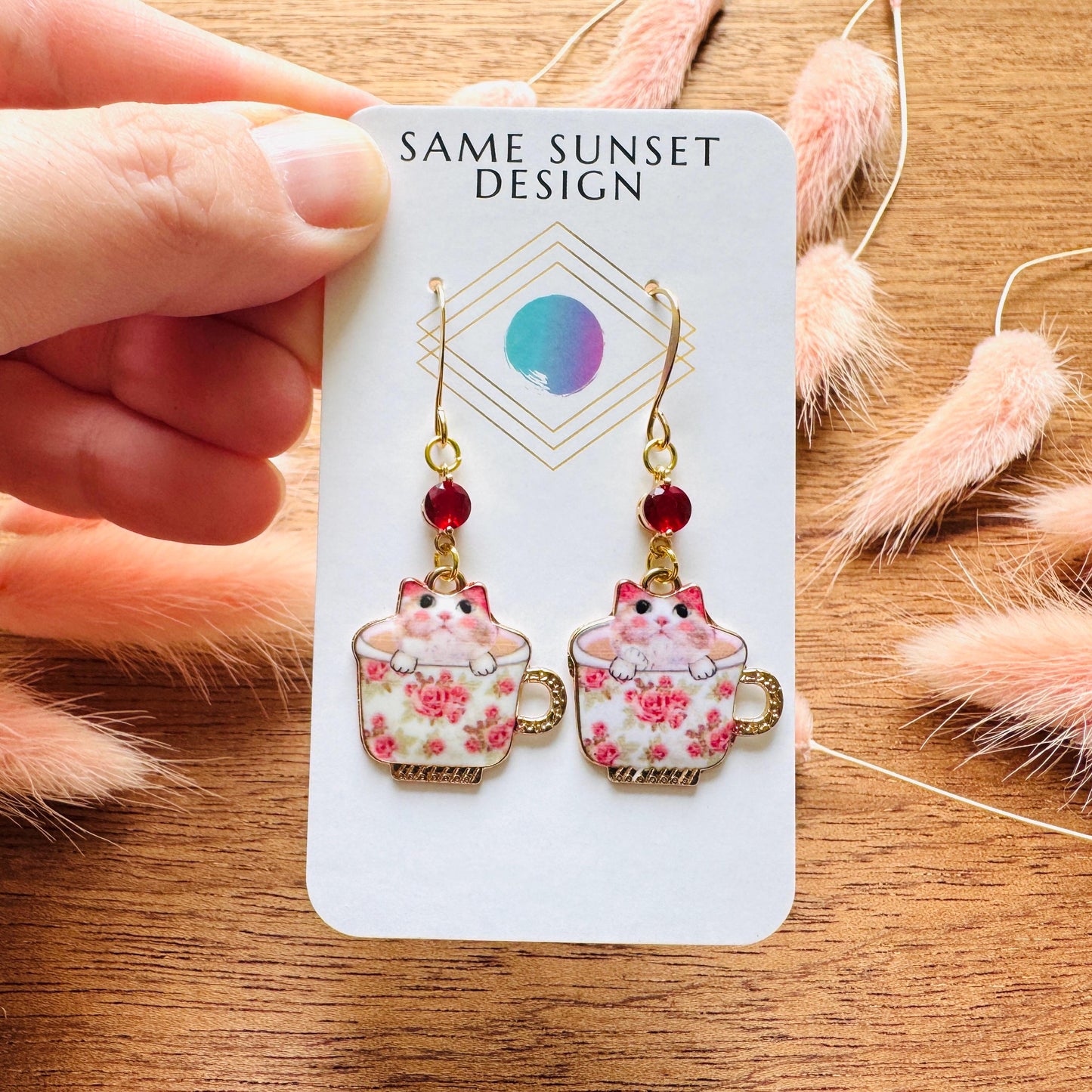 Cat Earrings, Cat Earrings Dangle, Boho Chic Earrings, Cottagecore Jewelry, Valentines Gift for Her Jewelry, Coquette Gifts for Friend