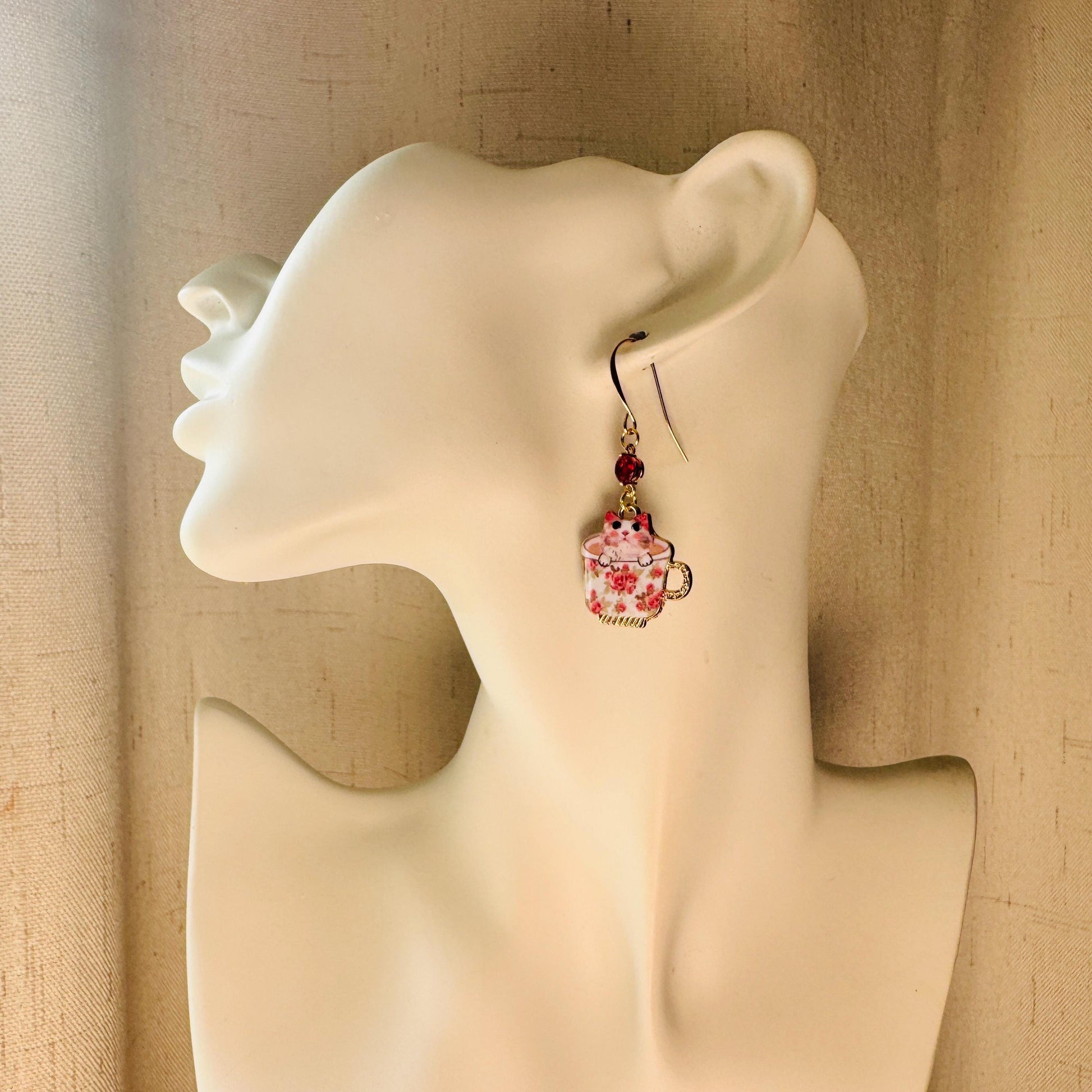 Cat Earrings, Cat Earrings Dangle, Boho Chic Earrings, Cottagecore Jewelry, Valentines Gift for Her Jewelry, Coquette Gifts for Friend