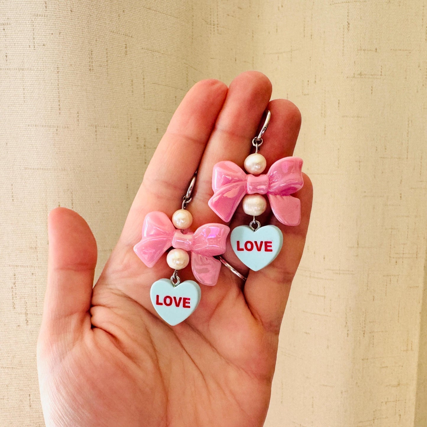 Heart Earrings, Pearl Earrings, Huggie Hoops, Tween Jewelry, Bow Earrings, Best Friend Valentine’s Day Gift, Coquette Gifts for Friend