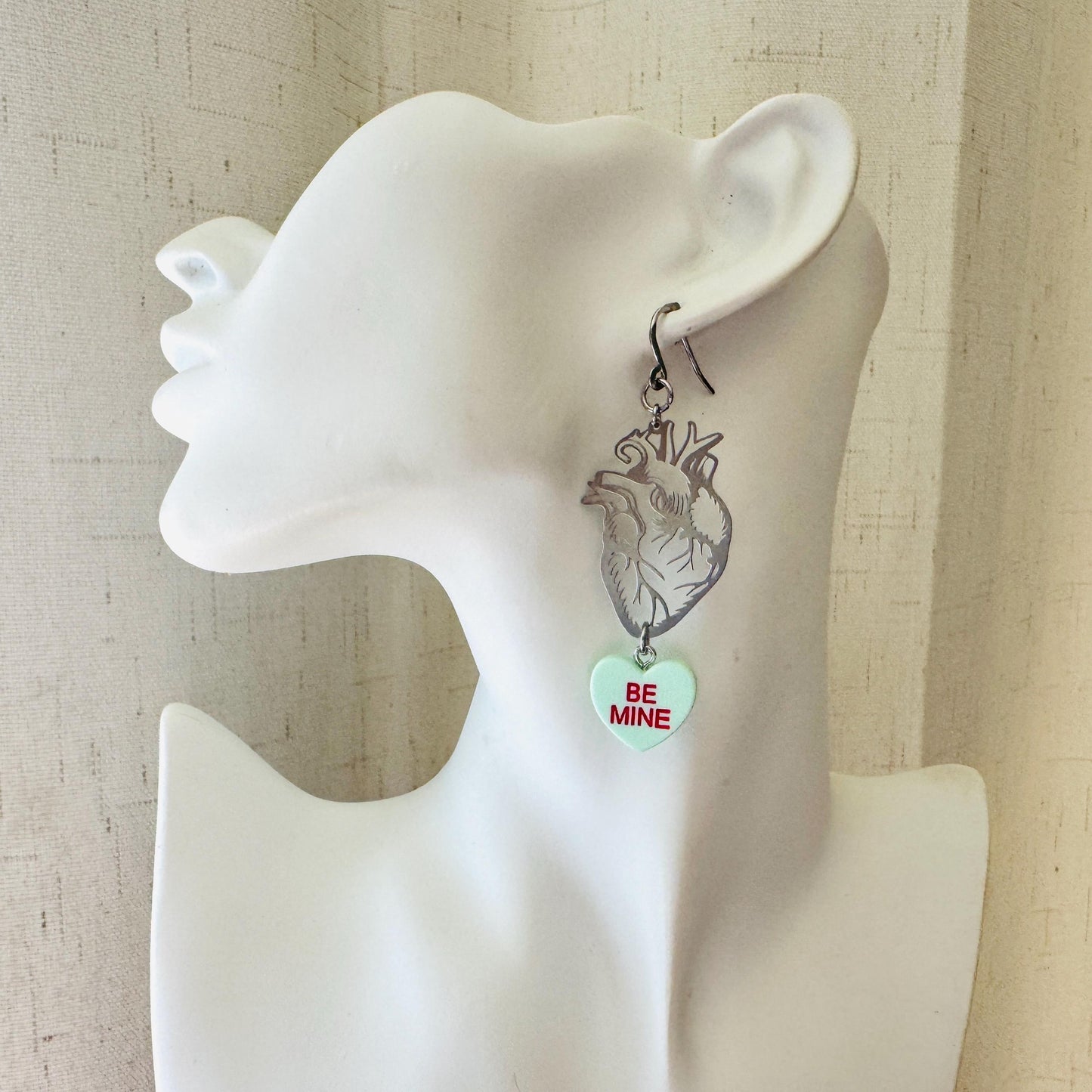 Anatomical Heart Earrings, Heart Earrings, Galentines Day Earrings, Industrial Jewelry, Gothic Earrings Men, Valentines Gift For Her Jewelry