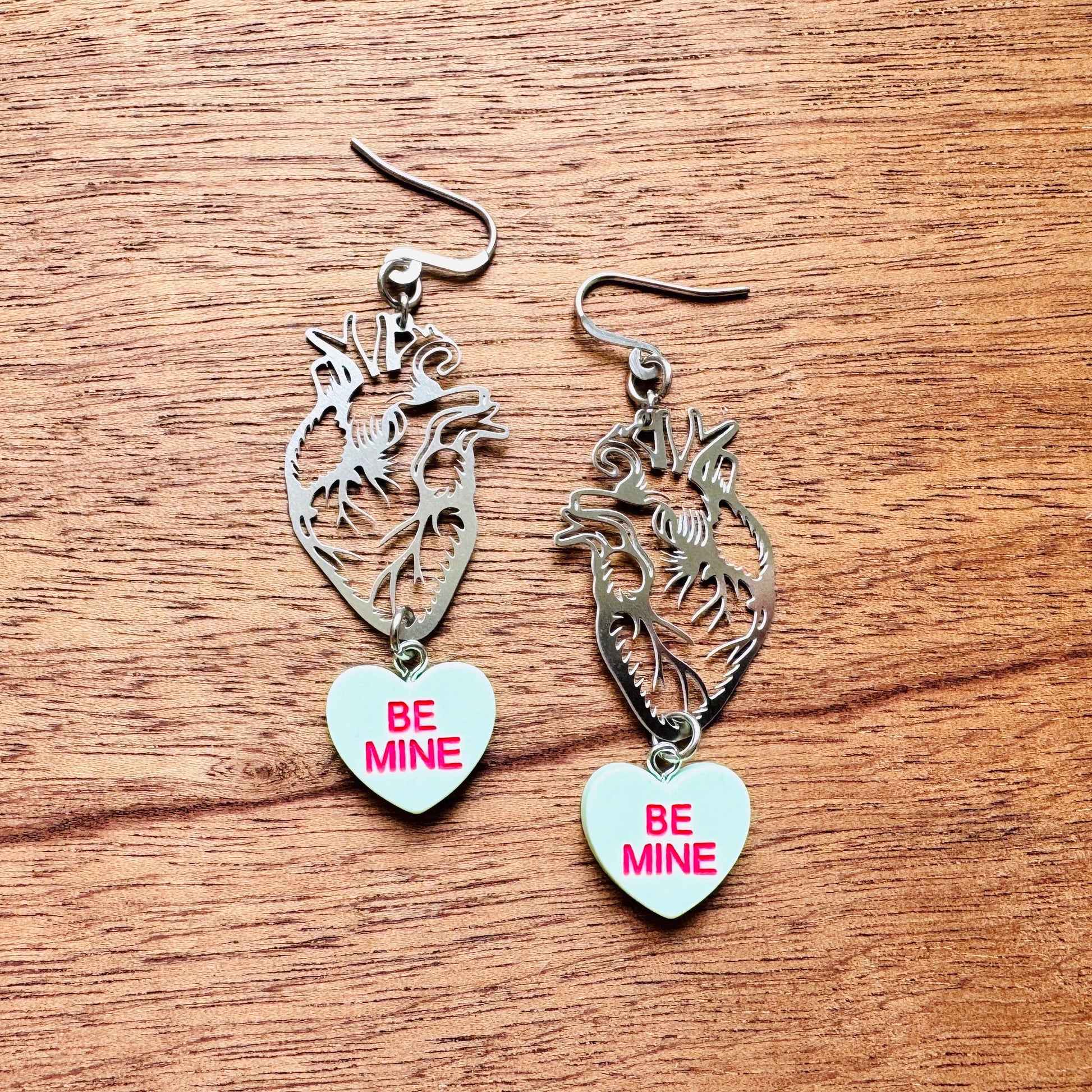 Anatomical Heart Earrings, Heart Earrings, Galentines Day Earrings, Industrial Jewelry, Gothic Earrings Men, Valentines Gift For Her Jewelry