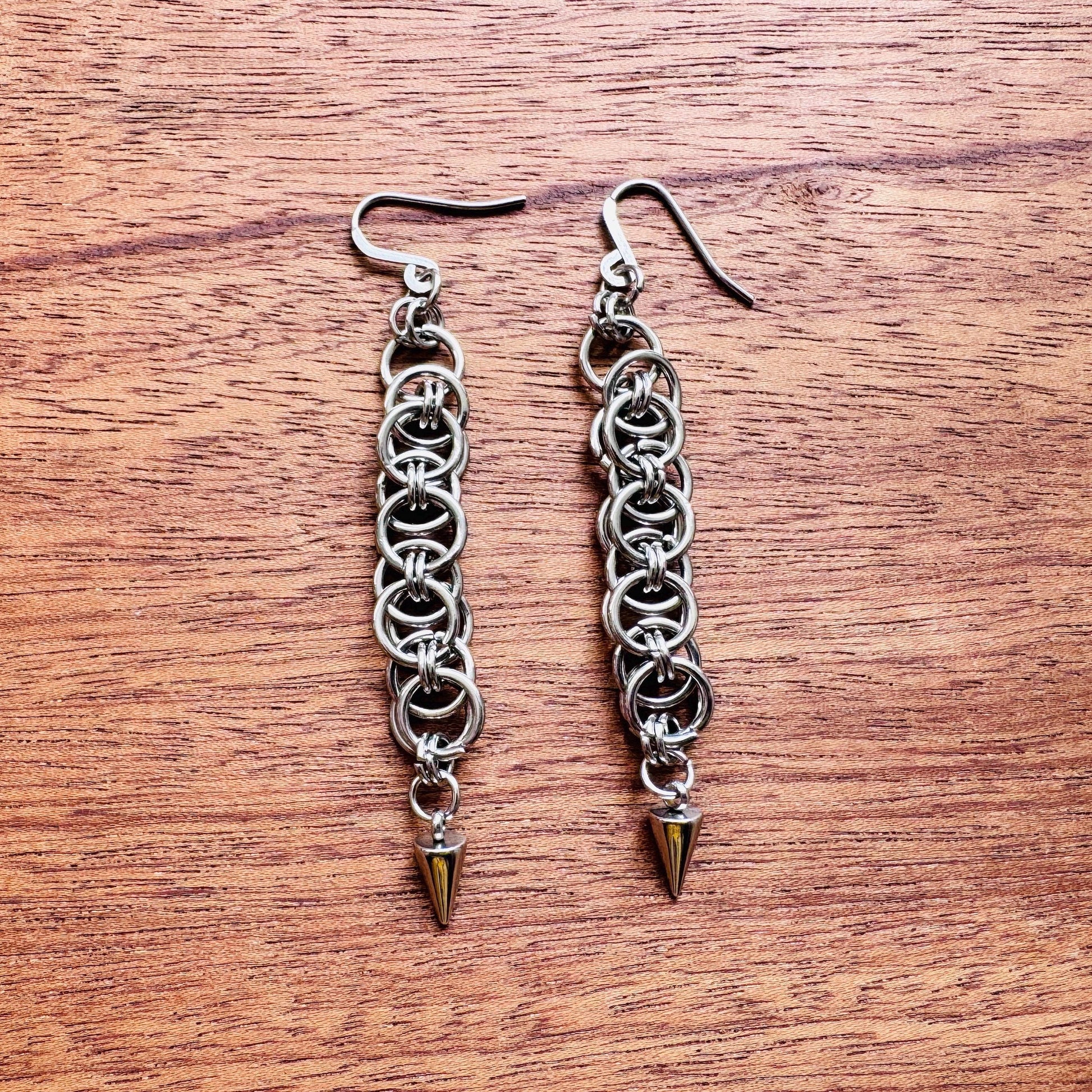 Chainmail Earrings Stainless Steel, Goth Earrings, Punk Earrings, Gothic Earrings Men, Witchy Gifts for Her, Goth Girl Gifts, Silver