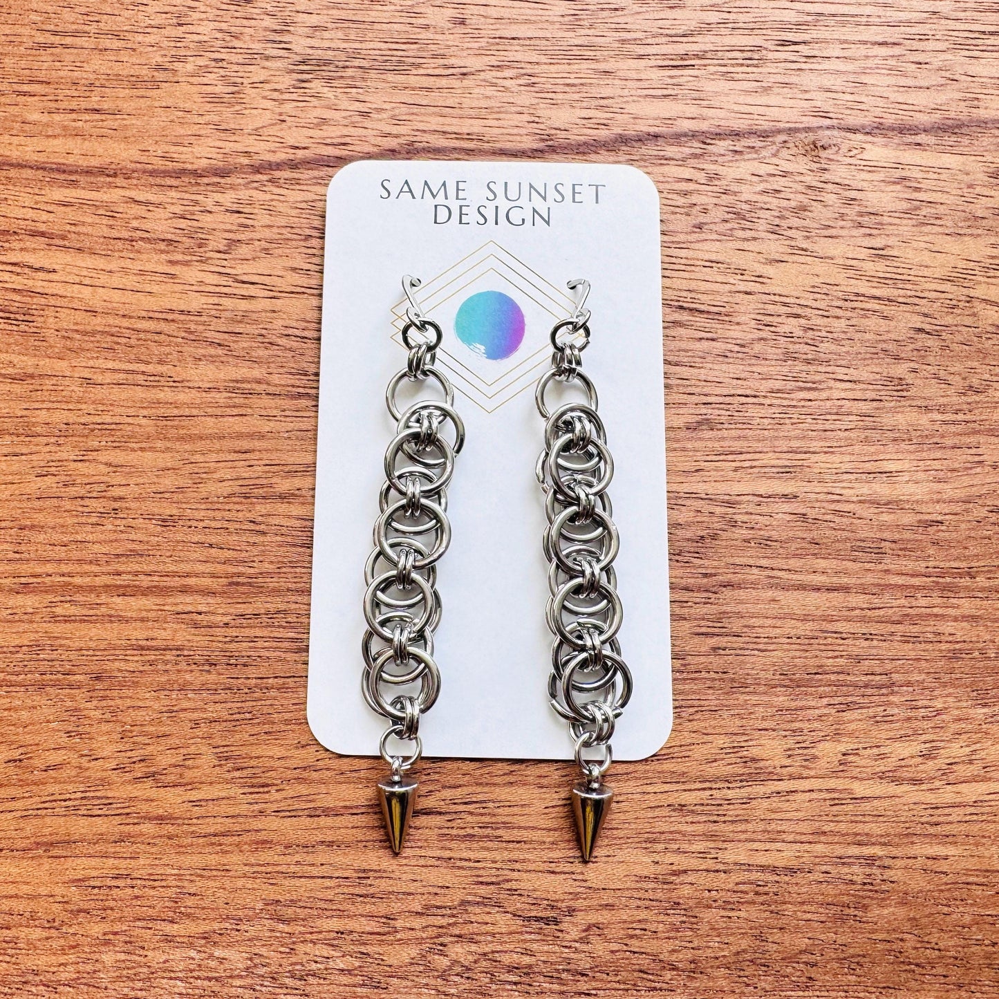 Chainmail Earrings Stainless Steel, Goth Earrings, Punk Earrings, Gothic Earrings Men, Witchy Gifts for Her, Goth Girl Gifts, Silver