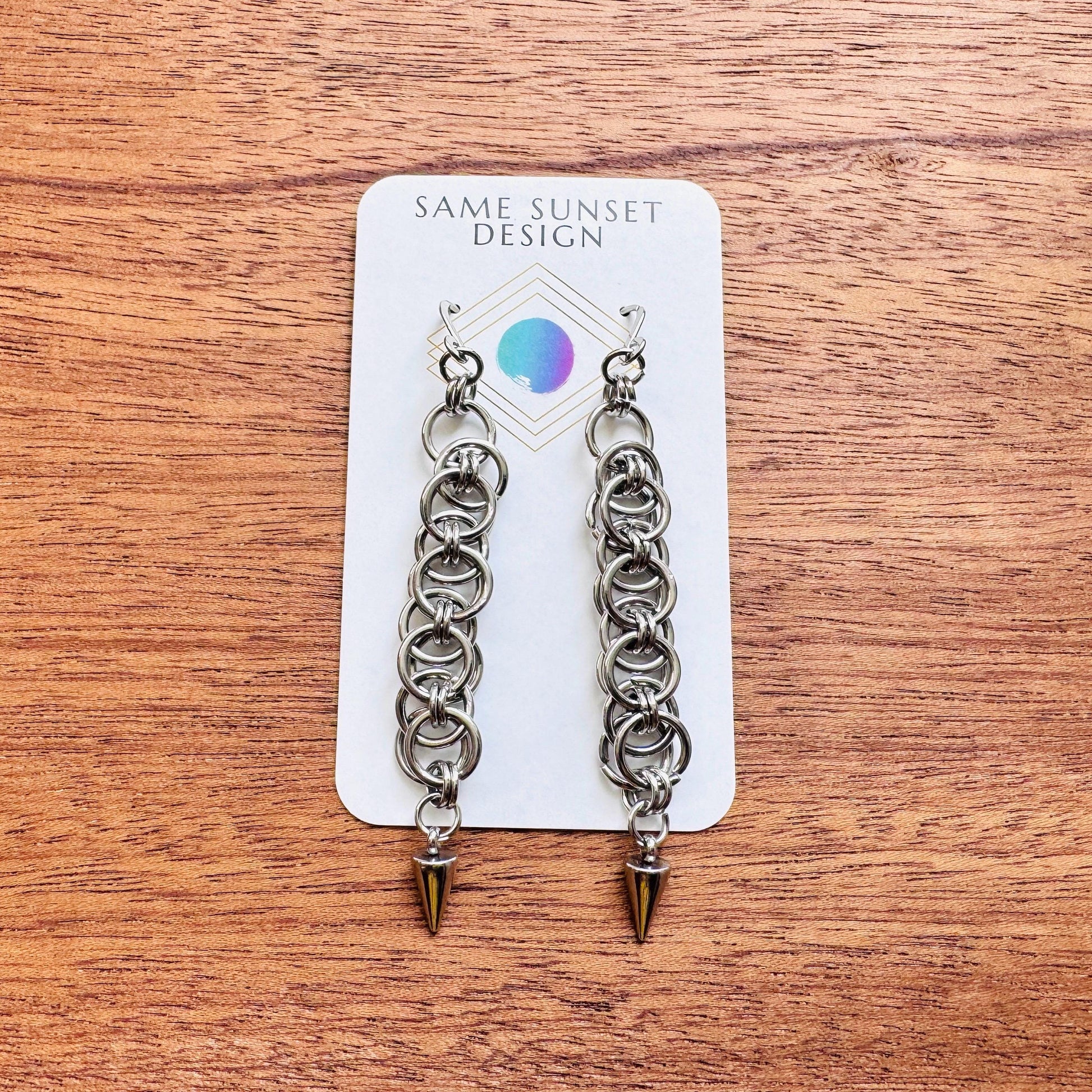 Chainmail Earrings Stainless Steel, Goth Earrings, Punk Earrings, Gothic Earrings Men, Witchy Gifts for Her, Goth Girl Gifts, Silver