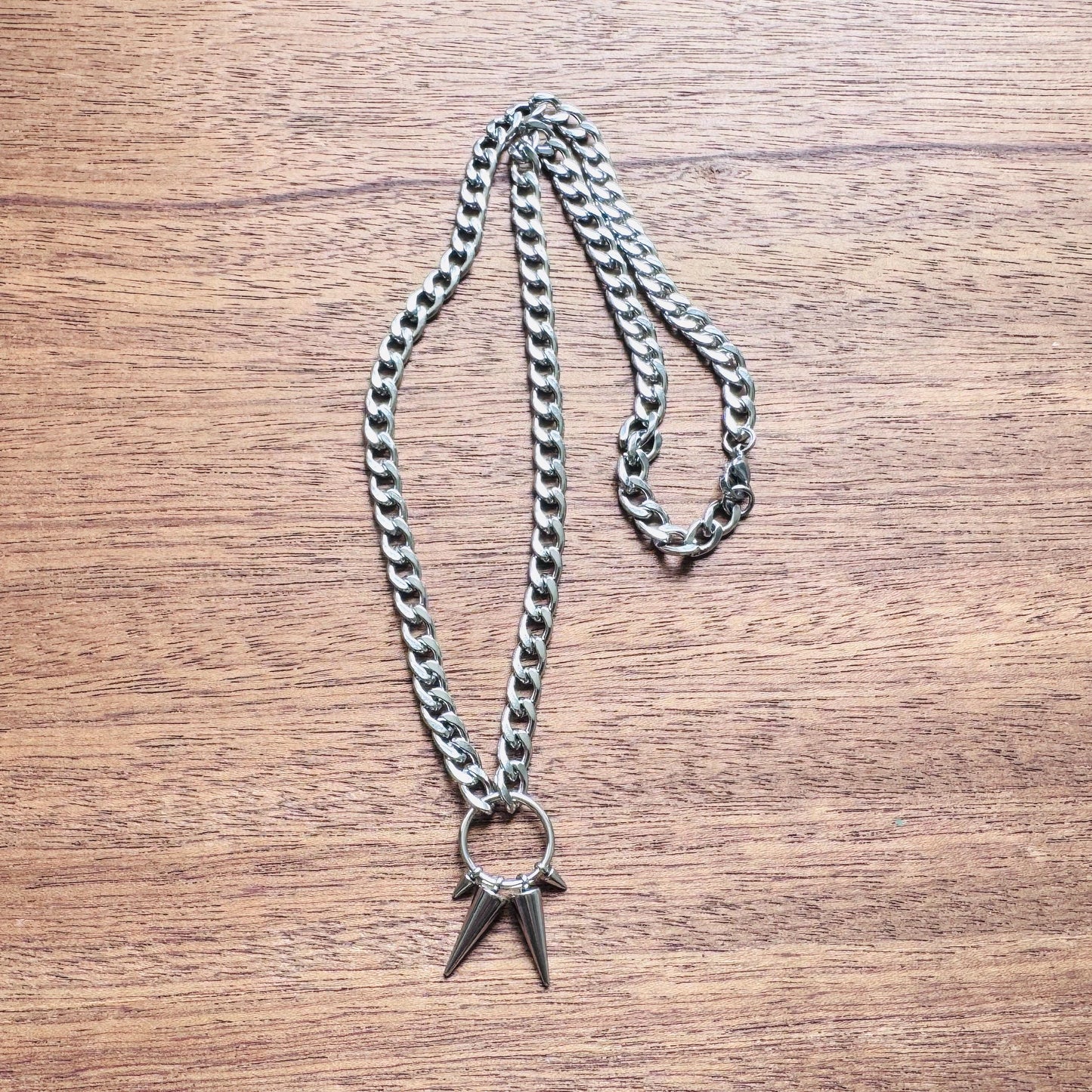 Stainless Steel Curb Chain Necklace, Spike Necklace, Trendy Jewelry 2026, Punk Necklace, Goth Necklace, Witchy Gifts for Her, Metalhead
