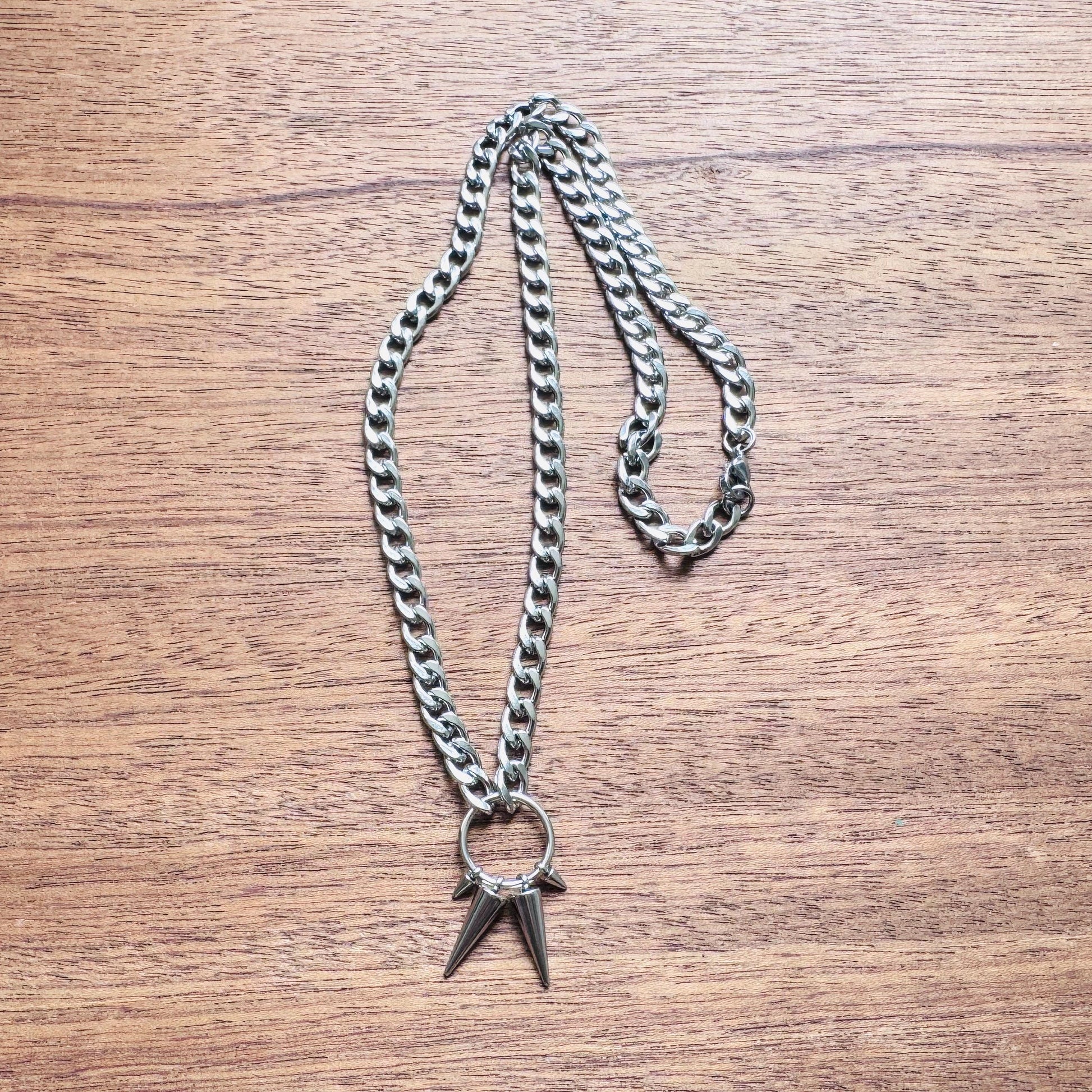 Stainless Steel Curb Chain Necklace, Spike Necklace, Trendy Jewelry 2026, Punk Necklace, Goth Necklace, Witchy Gifts for Her, Metalhead