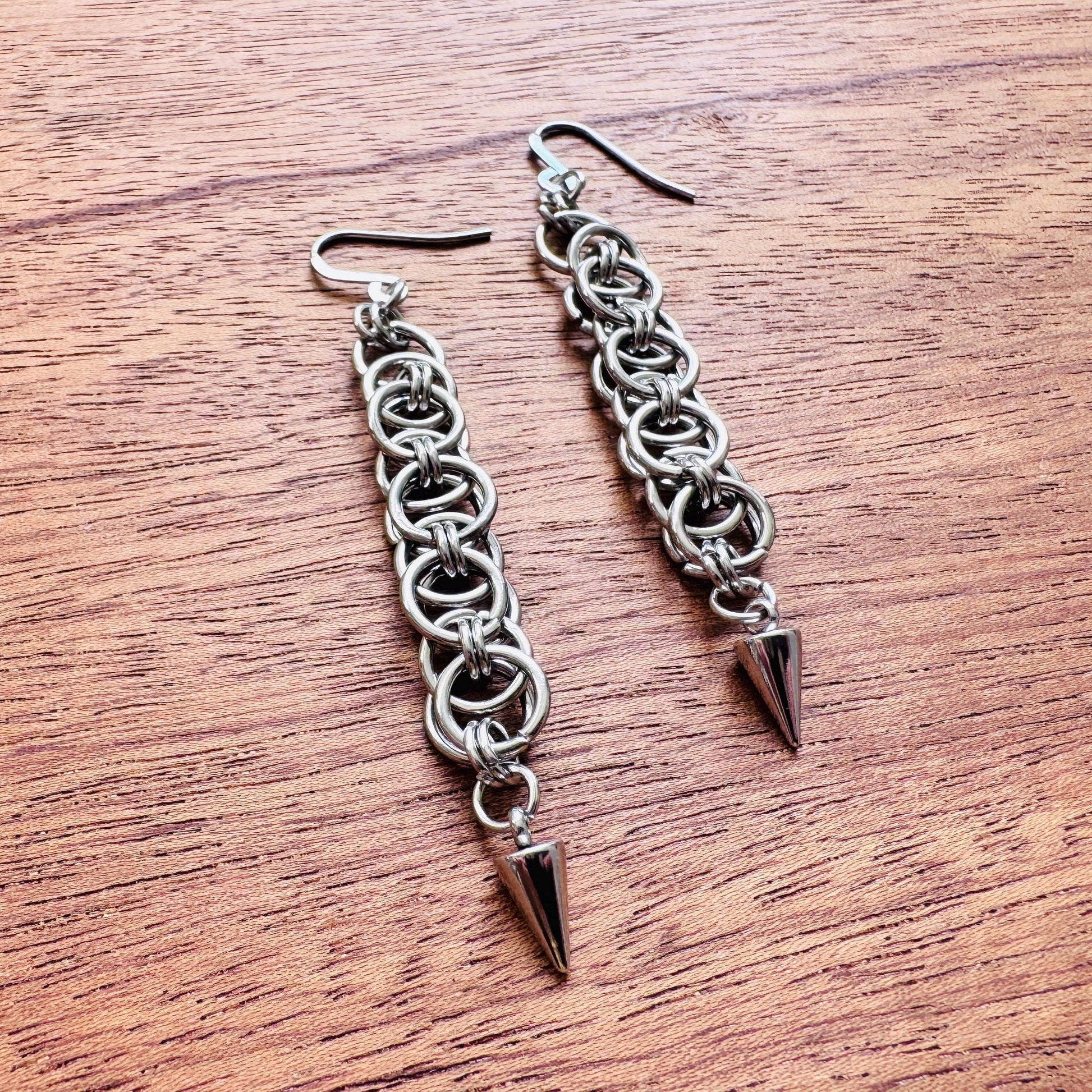 Chainmail Earrings Stainless Steel, Goth Earrings, Punk Earrings, Gothic Earrings Men, Witchy Gifts for Her, Goth Girl Gifts, Silver