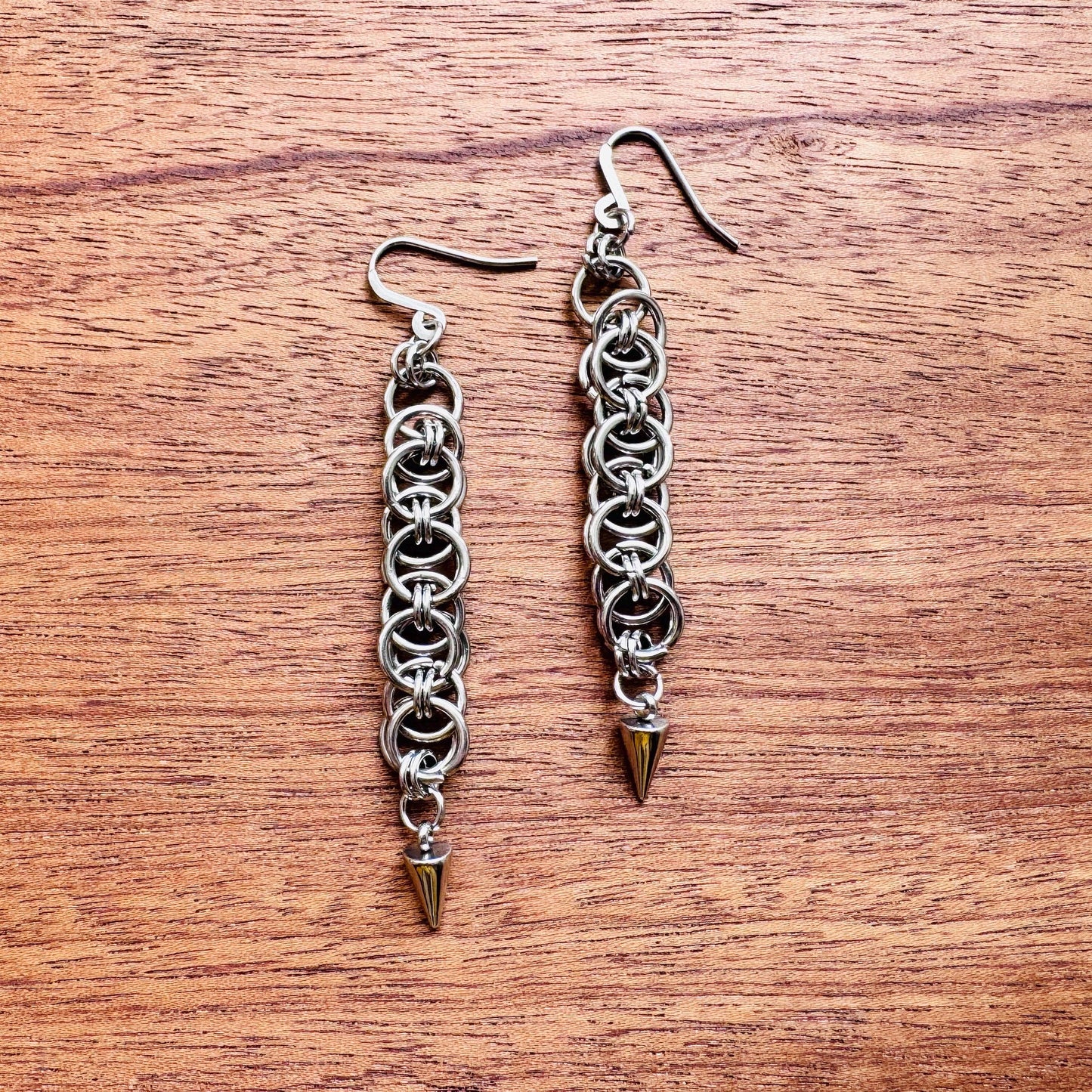 Chainmail Earrings Stainless Steel, Goth Earrings, Punk Earrings, Gothic Earrings Men, Witchy Gifts for Her, Goth Girl Gifts, Silver