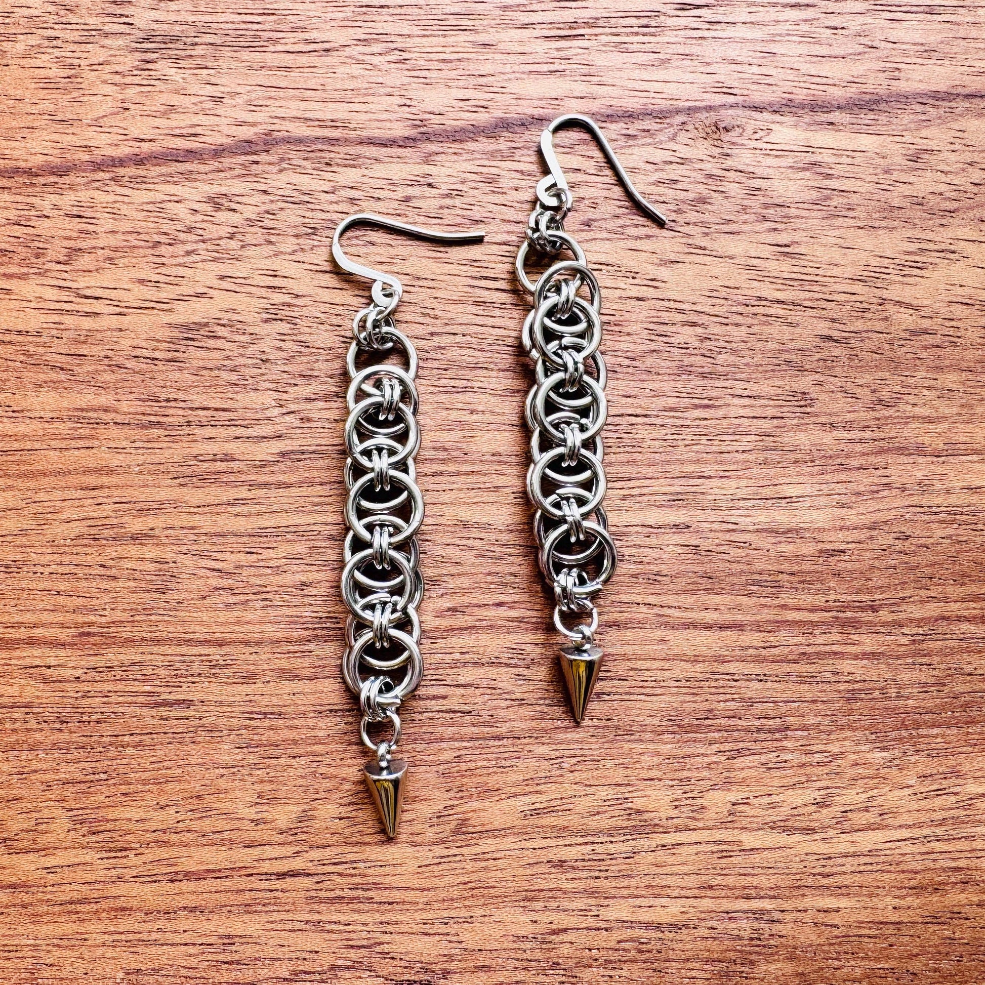 Chainmail Earrings Stainless Steel, Goth Earrings, Punk Earrings, Gothic Earrings Men, Witchy Gifts for Her, Goth Girl Gifts, Silver