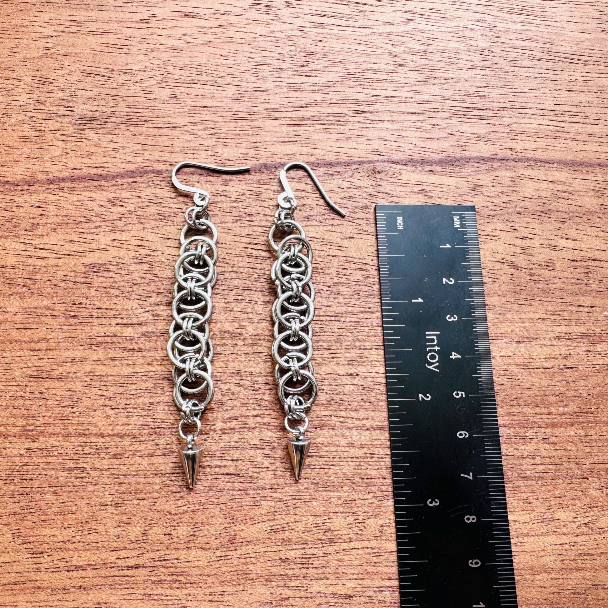 Chainmail Earrings Stainless Steel, Goth Earrings, Punk Earrings, Gothic Earrings Men, Witchy Gifts for Her, Goth Girl Gifts, Silver