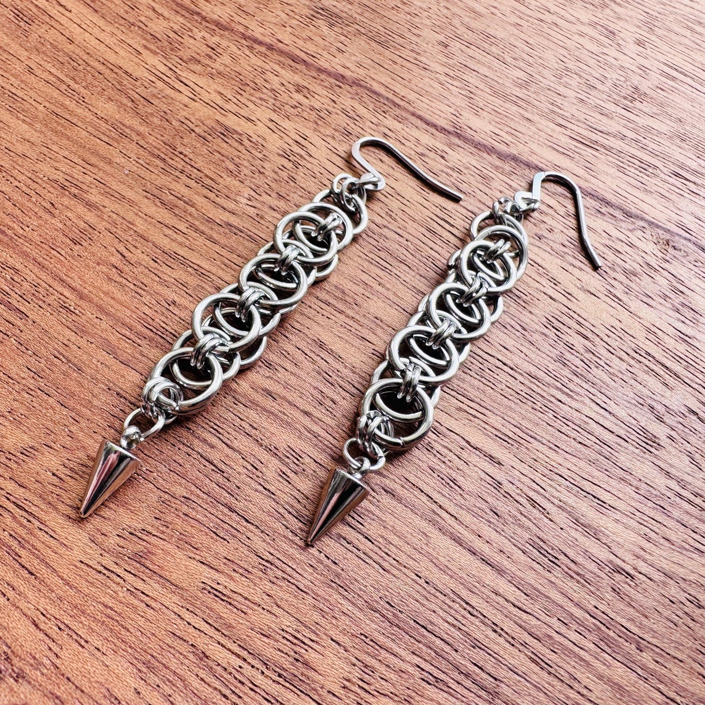 Chainmail Earrings Stainless Steel, Goth Earrings, Punk Earrings, Gothic Earrings Men, Witchy Gifts for Her, Goth Girl Gifts, Silver