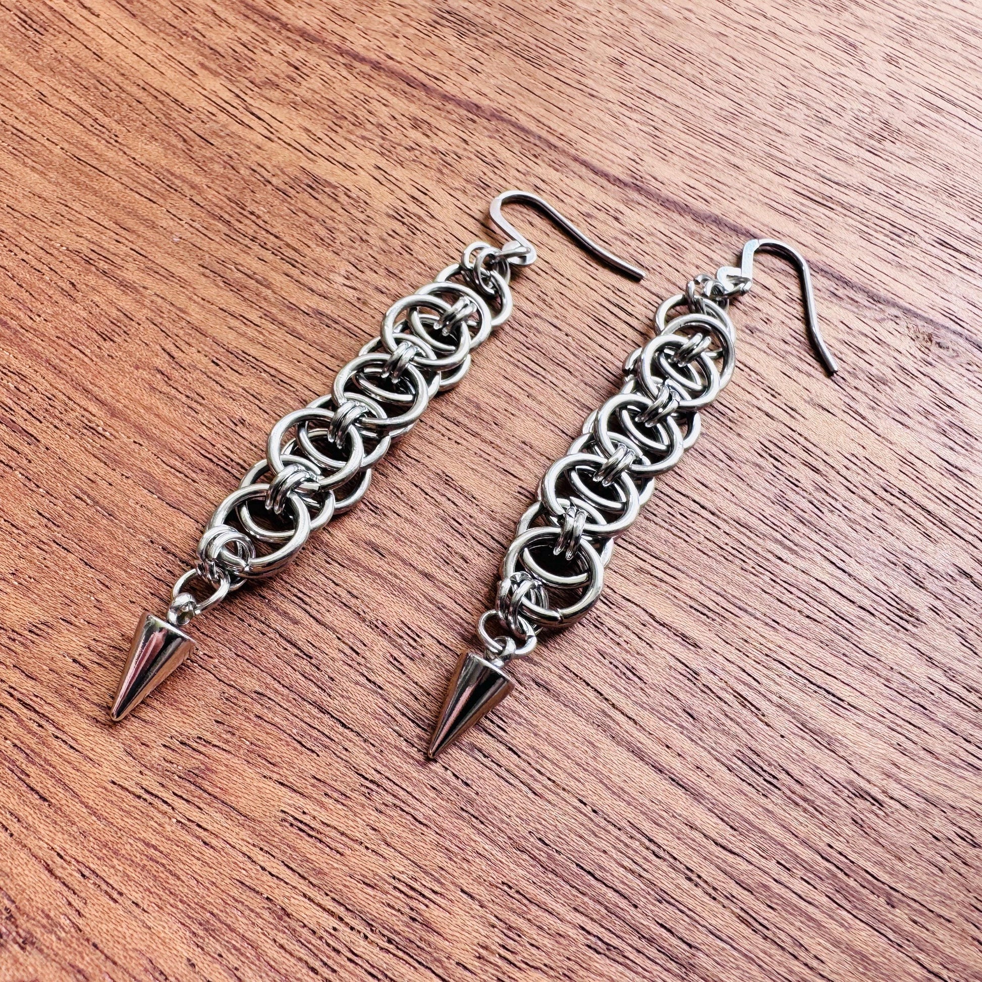 Chainmail Earrings Stainless Steel, Goth Earrings, Punk Earrings, Gothic Earrings Men, Witchy Gifts for Her, Goth Girl Gifts, Silver
