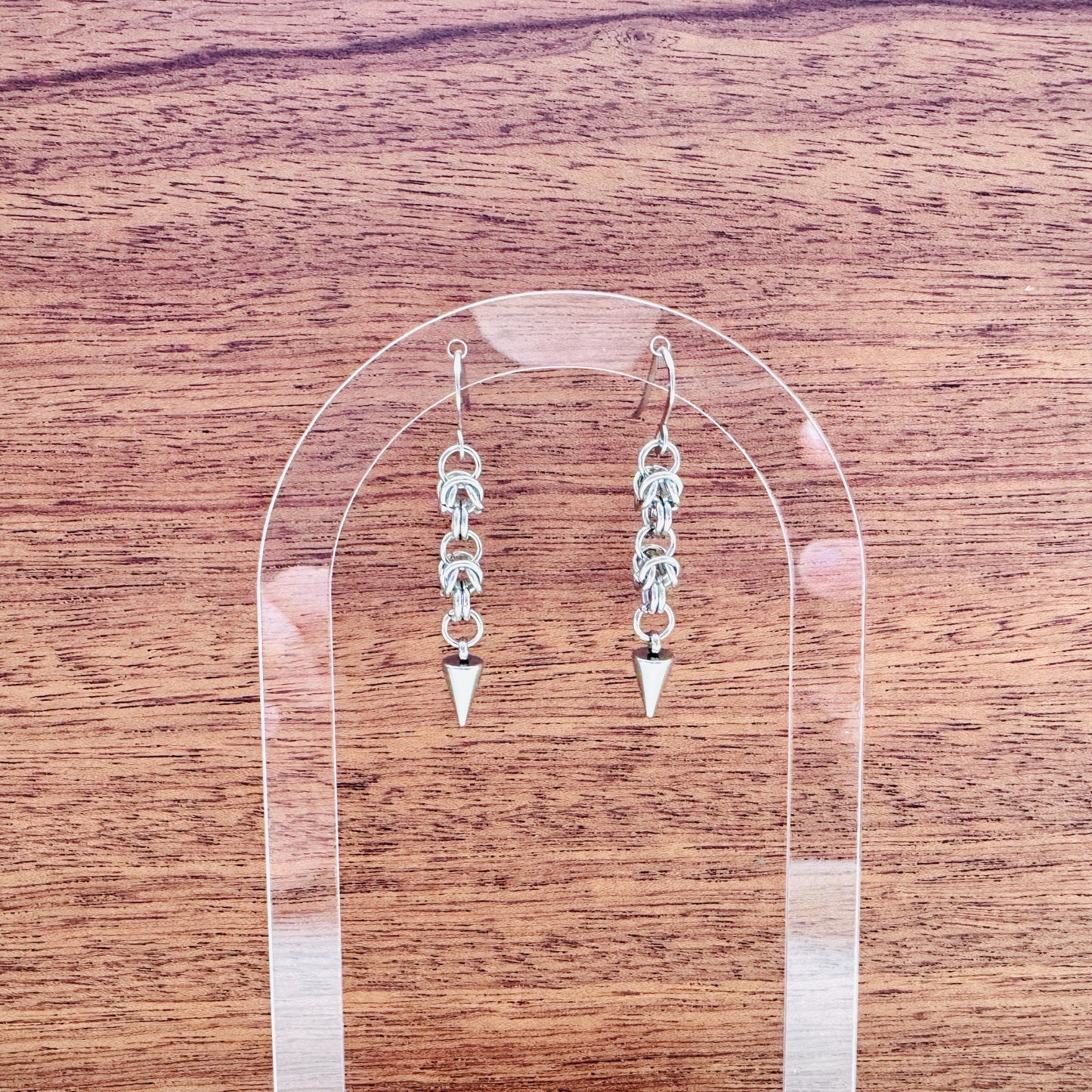 Chainmail Earrings Stainless Steel, Spike Earrings Silver, Goth Earrings, Punk Earrings, Witchy Gifts for Her, Goth Girl Gifts, Metalhead