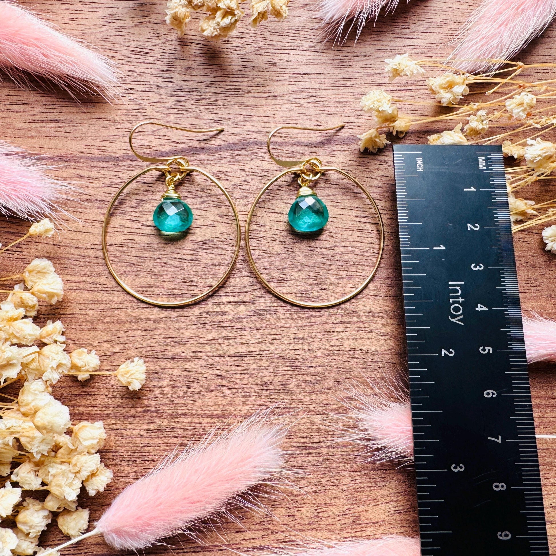Apatite Earrings, Green Earrings, Natural Gemstone Jewelry, Wedding Jewelry, Gold Hoop Earrings for Women, Boho Chic, Mothers Day Gift Ideas