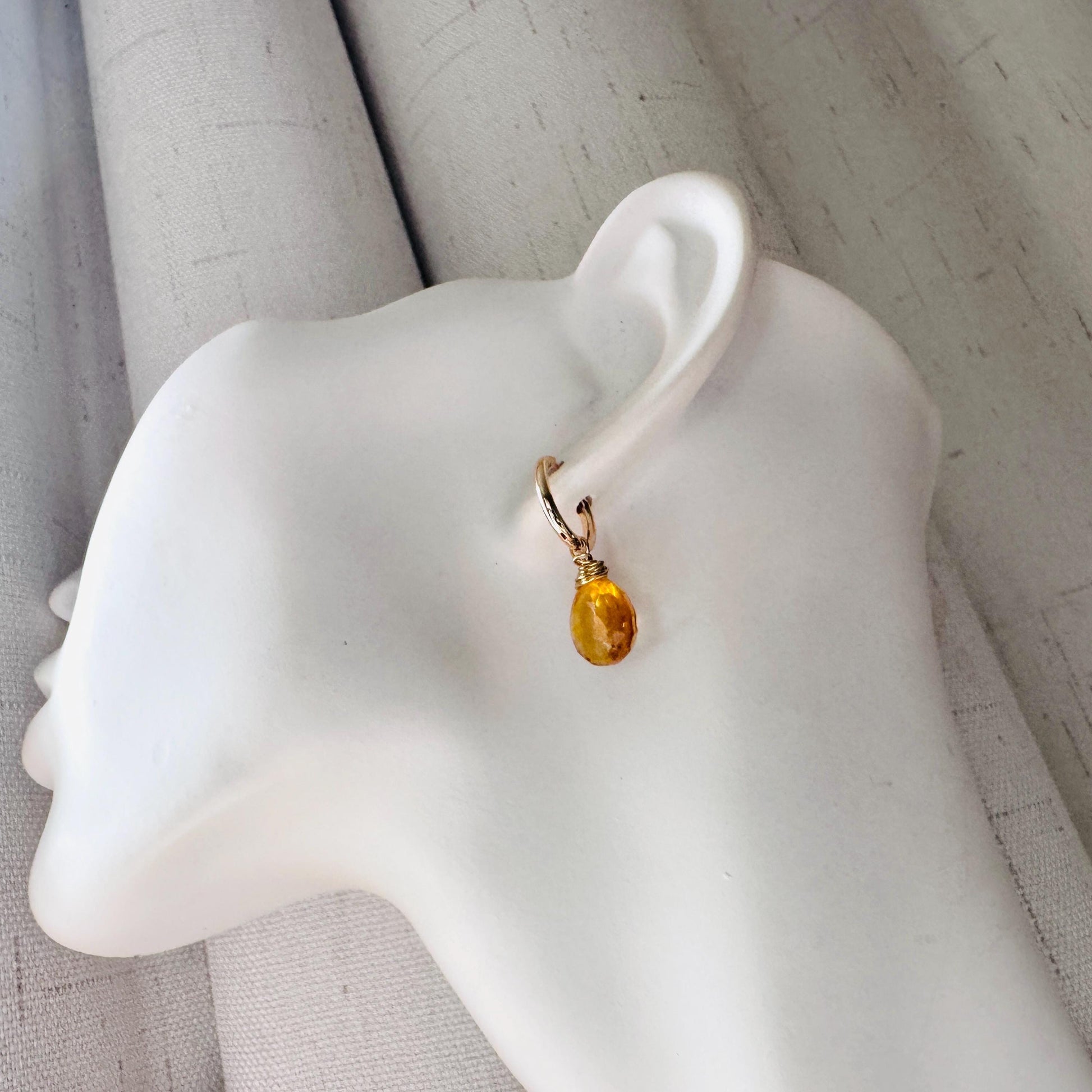 Citrine Earrings, Huggie Hoop Jewelry, Springtime Earrings, Gold Earrings, Boho Chic, Mothers Day Gift From Daughter, Trendy Jewelry 2026