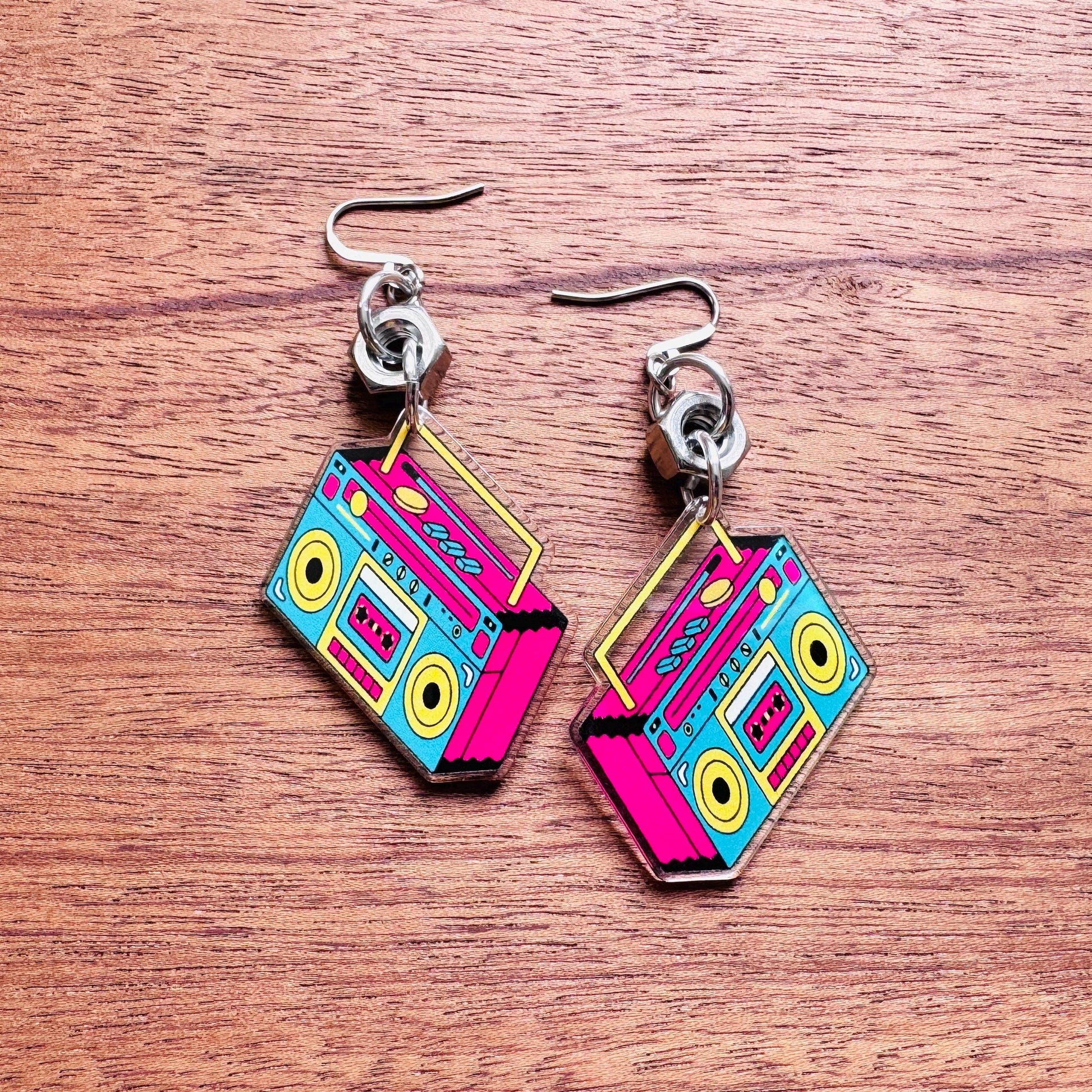 Boombox Earrings, 90s Vibes, 80s Aesthetic, Trendy Jewelry 2026, Vintage Style Earrings, Tween Jewelry, Goth Girl Gifts, Retro, Fun Jewelry