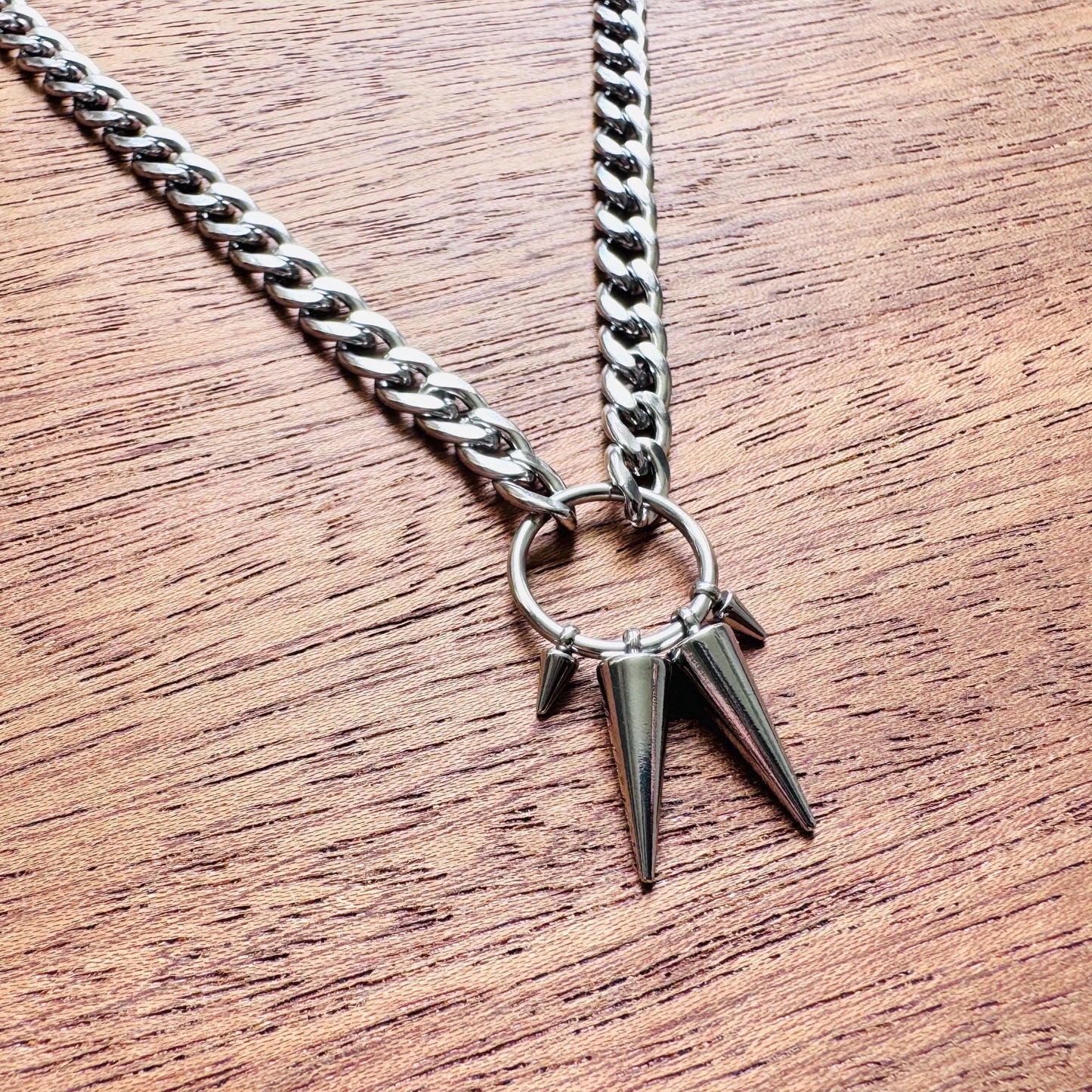 Stainless Steel Curb Chain Necklace, Spike Necklace, Trendy Jewelry 2026, Punk Necklace, Goth Necklace, Witchy Gifts for Her, Metalhead