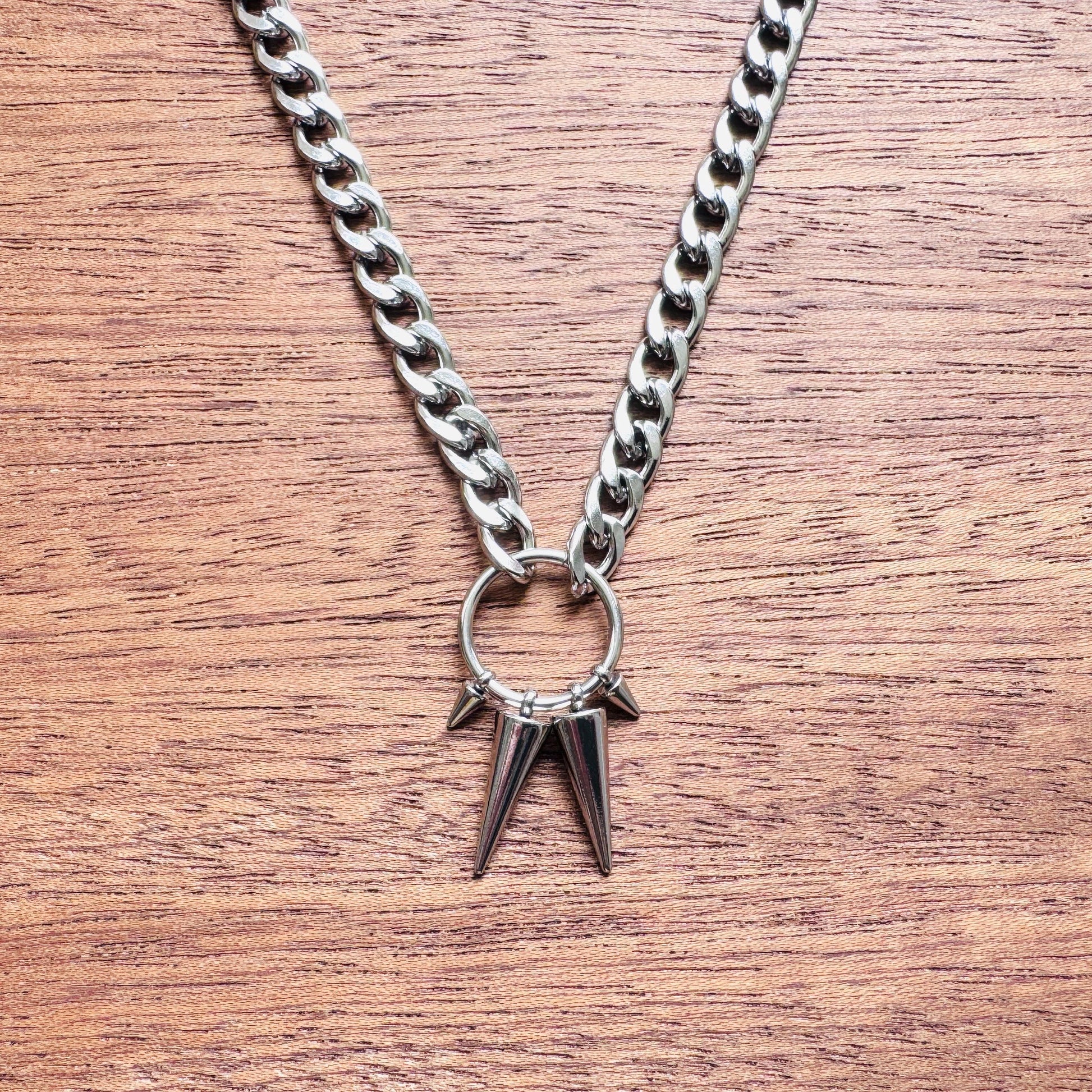 Stainless Steel Curb Chain Necklace, Spike Necklace, Trendy Jewelry 2026, Punk Necklace, Goth Necklace, Witchy Gifts for Her, Metalhead