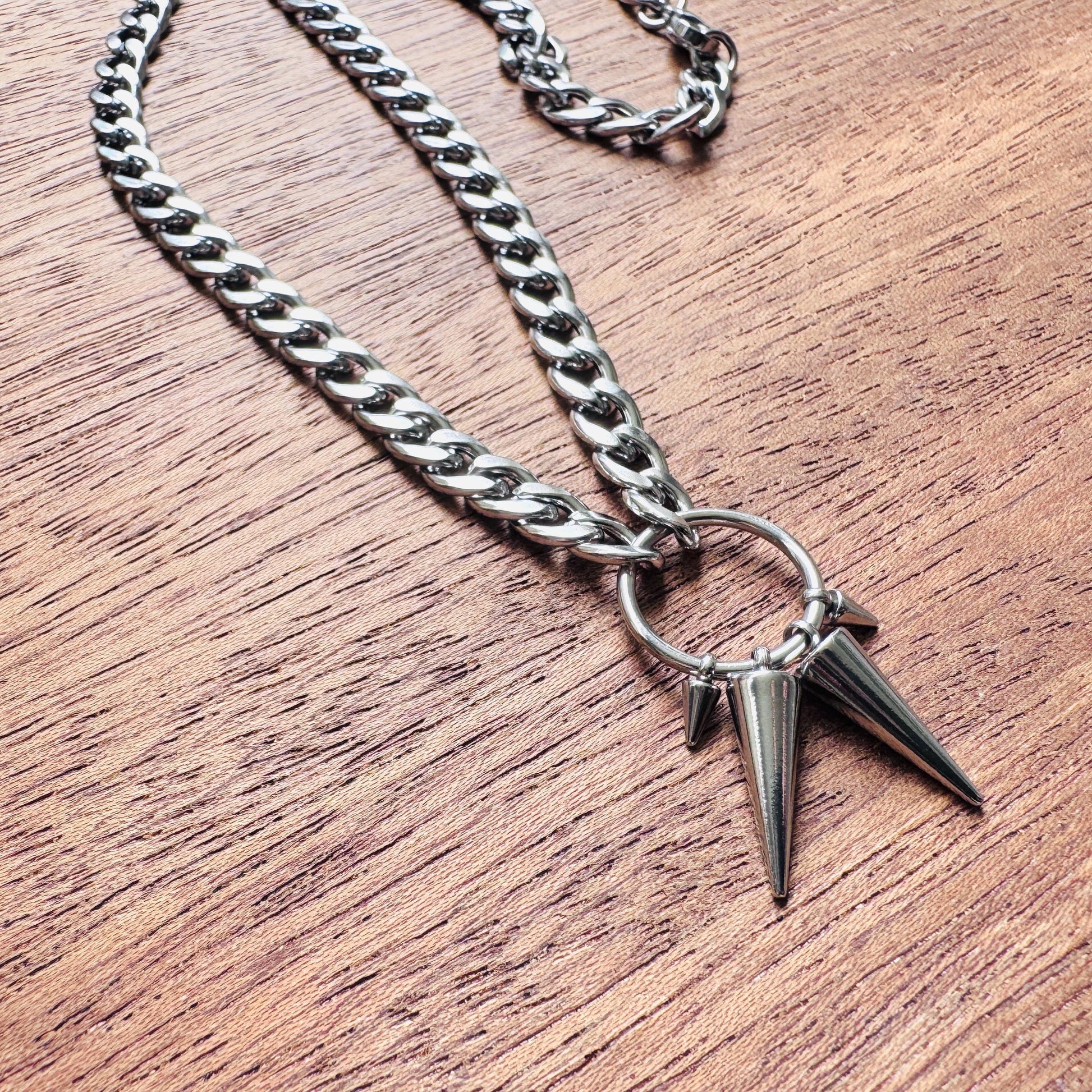 Stainless Steel Curb Chain Necklace, Spike Necklace, Trendy Jewelry 2026, Punk Necklace, Goth Necklace, Witchy Gifts for Her, Metalhead