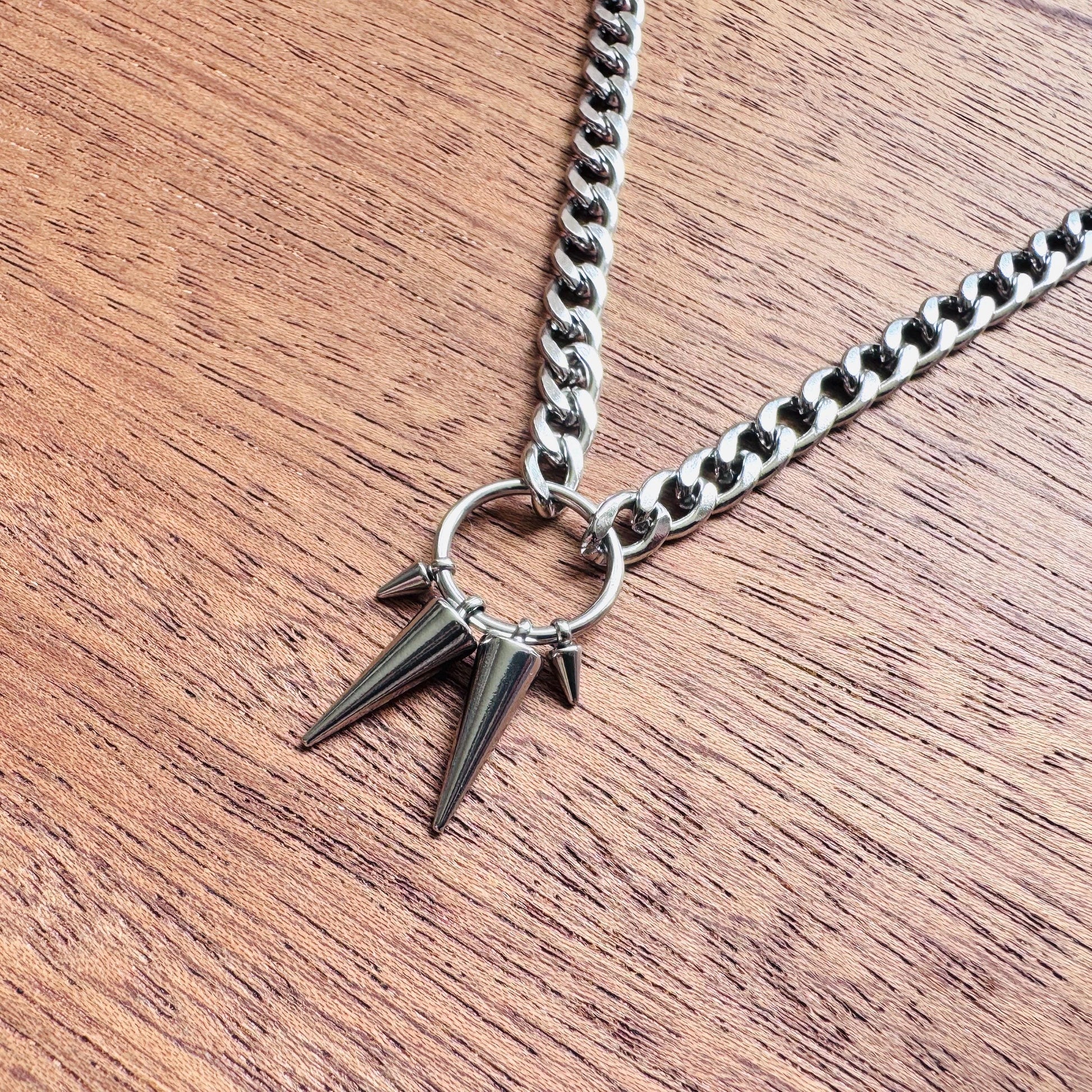 Stainless Steel Curb Chain Necklace, Spike Necklace, Trendy Jewelry 2026, Punk Necklace, Goth Necklace, Witchy Gifts for Her, Metalhead