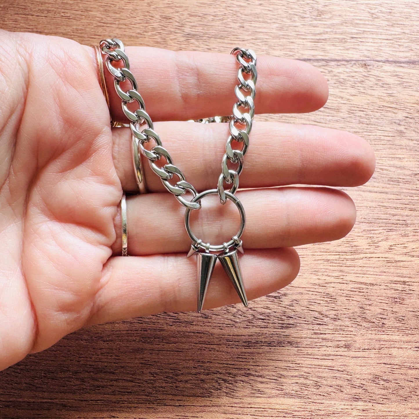 Stainless Steel Curb Chain Necklace, Spike Necklace, Trendy Jewelry 2026, Punk Necklace, Goth Necklace, Witchy Gifts for Her, Metalhead
