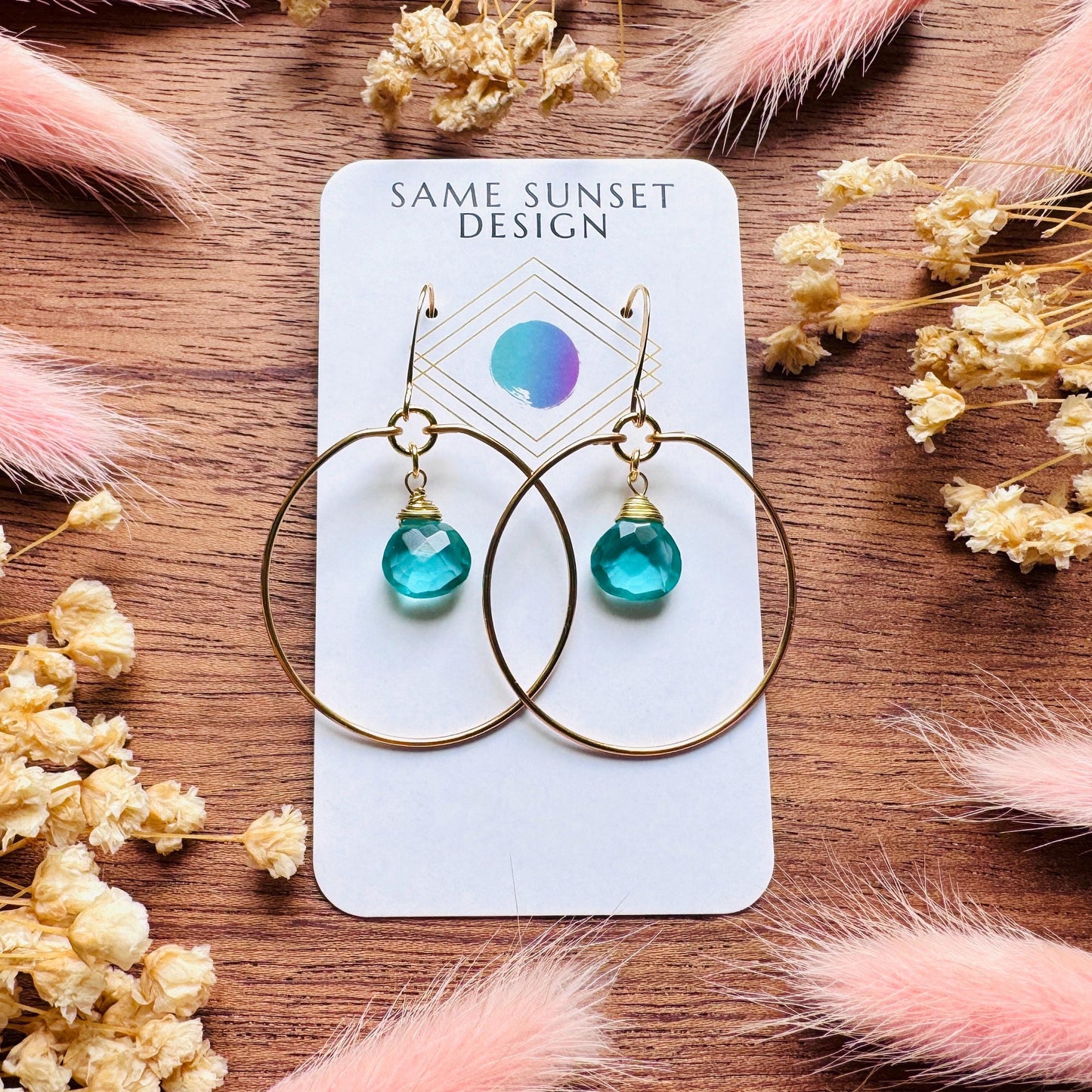 Apatite Earrings, Green Earrings, Natural Gemstone Jewelry, Wedding Jewelry, Gold Hoop Earrings for Women, Boho Chic, Mothers Day Gift Ideas