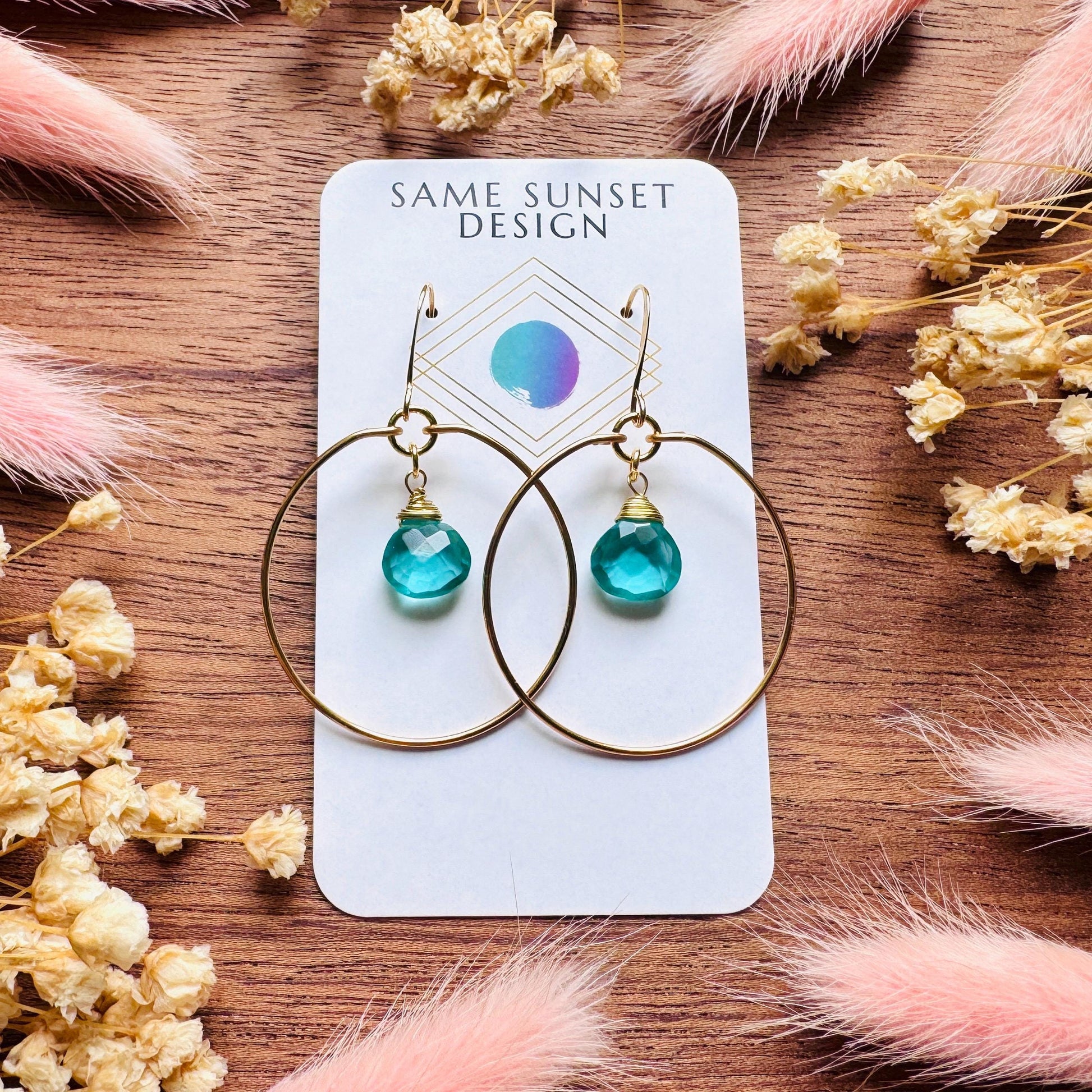 Apatite Earrings, Green Earrings, Natural Gemstone Jewelry, Wedding Jewelry, Gold Hoop Earrings for Women, Boho Chic, Mothers Day Gift Ideas